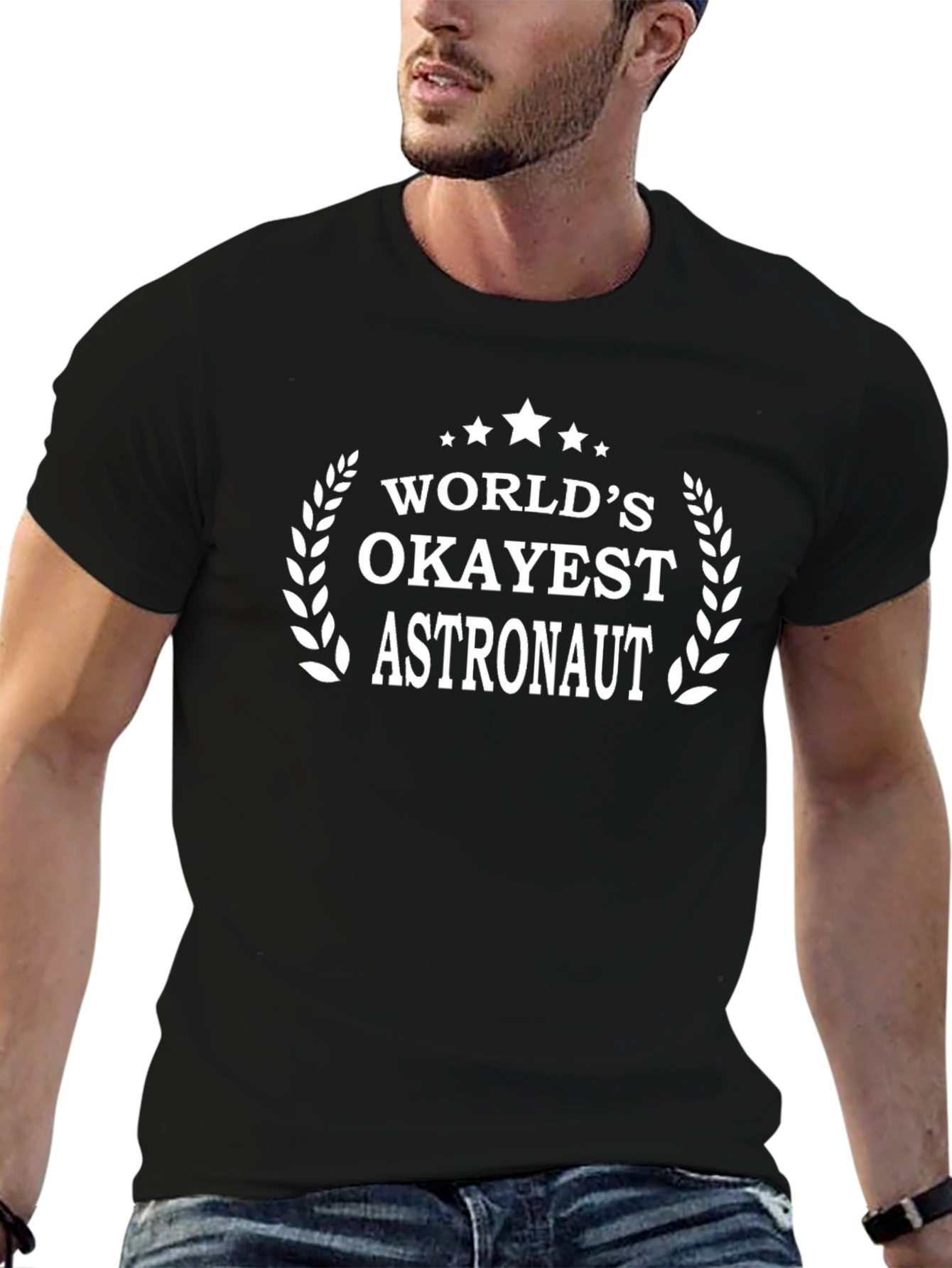 Worlds Okayest Astronaut Black T-Shirt