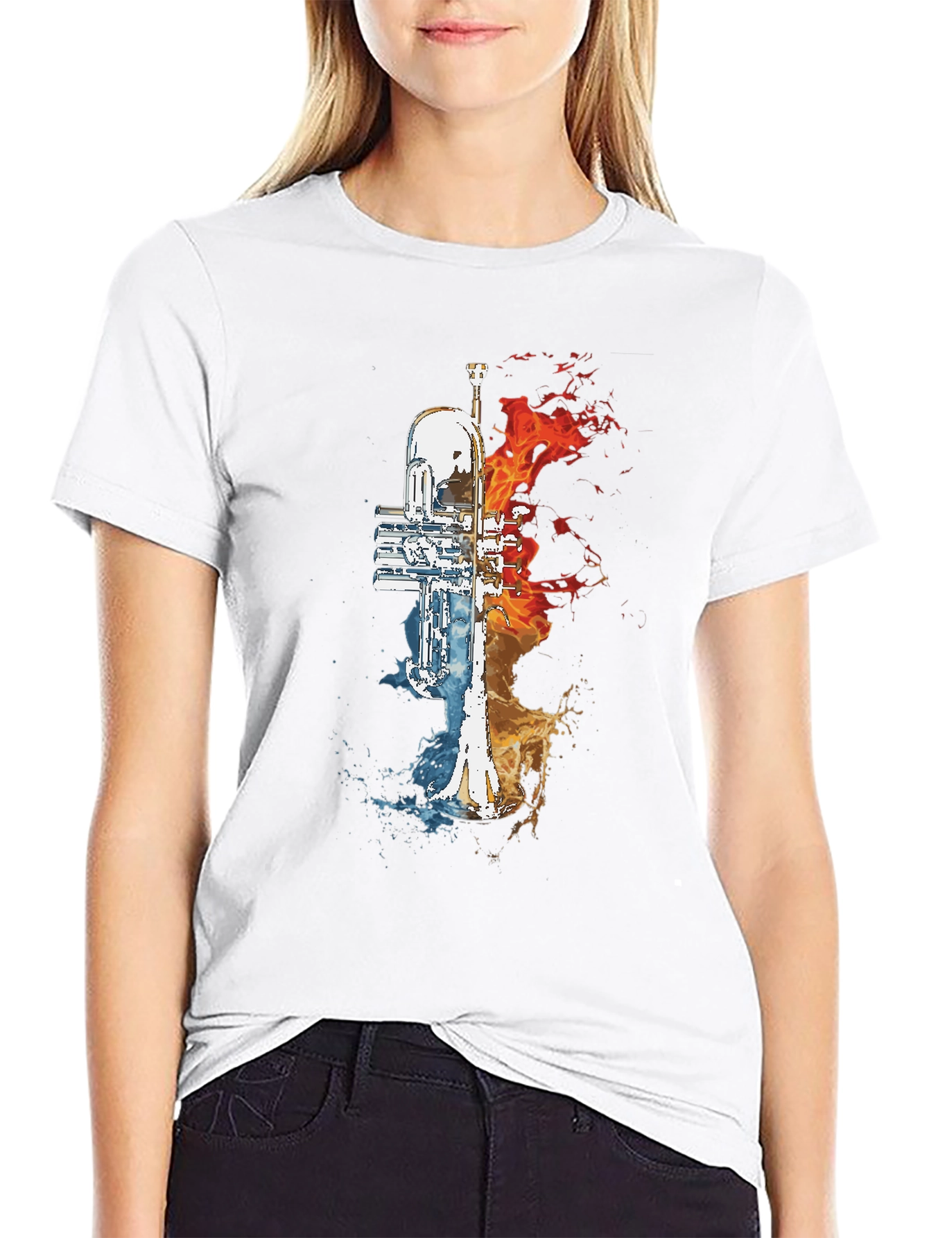 Fire and Water Trumpet Graphic Tee