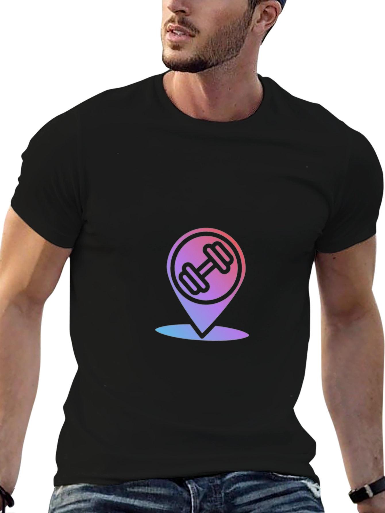 Fitness Location Mens Black Graphic Tee