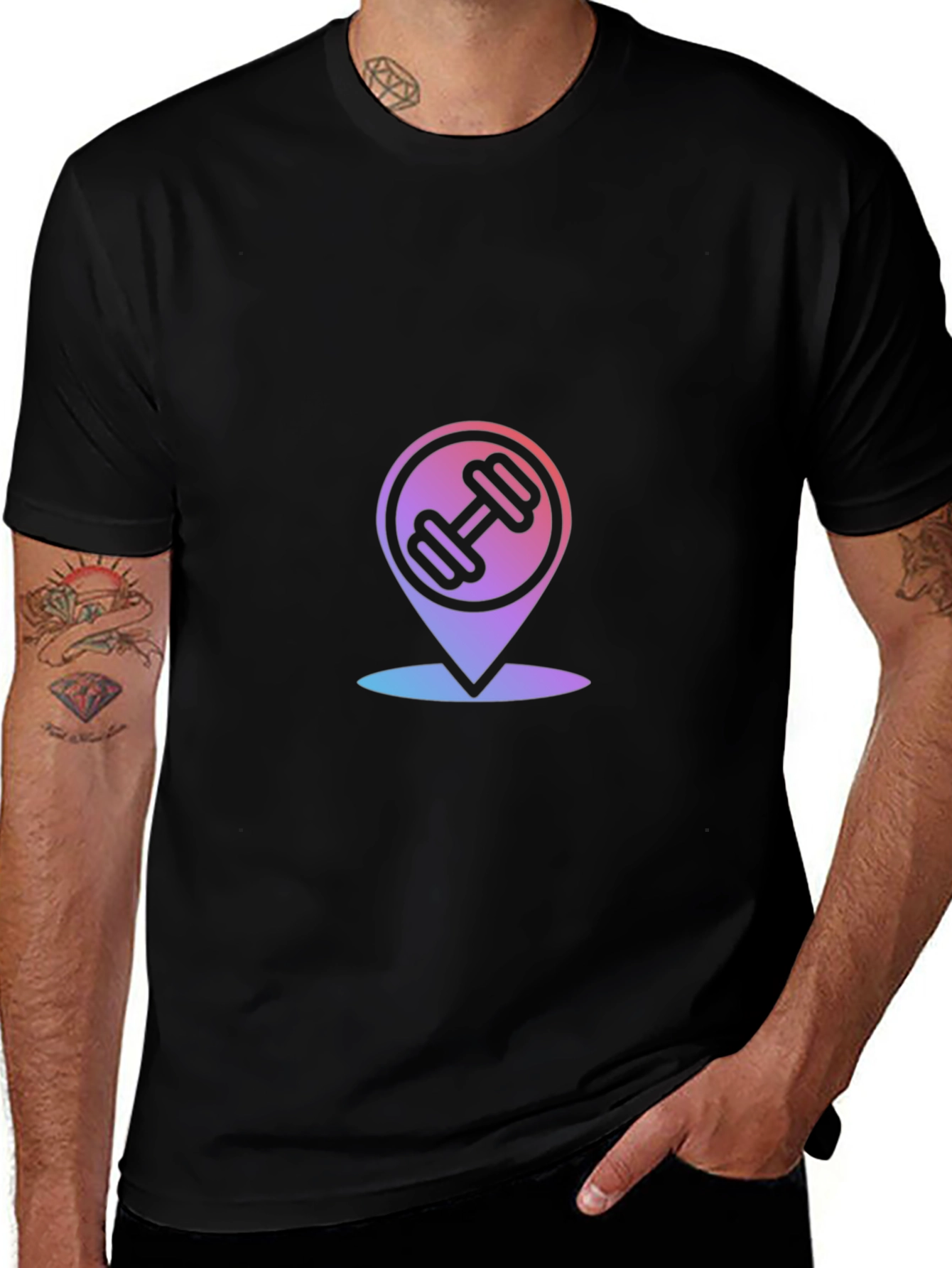 Fitness Location Mens Black Graphic Tee