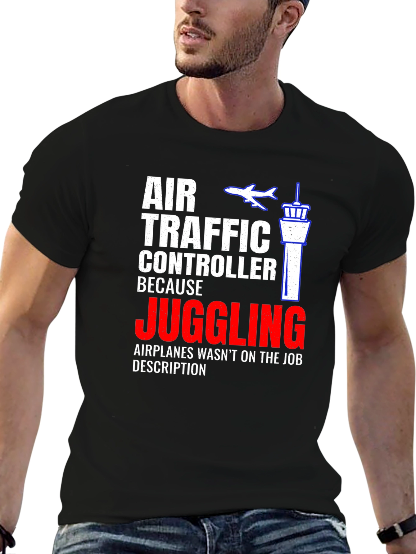 Air Traffic Controller Juggling Airplane Graphic T-Shirt