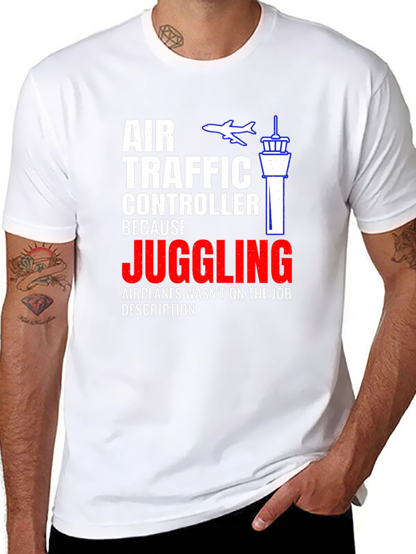 Air Traffic Controller Juggling Airplane Graphic T-Shirt