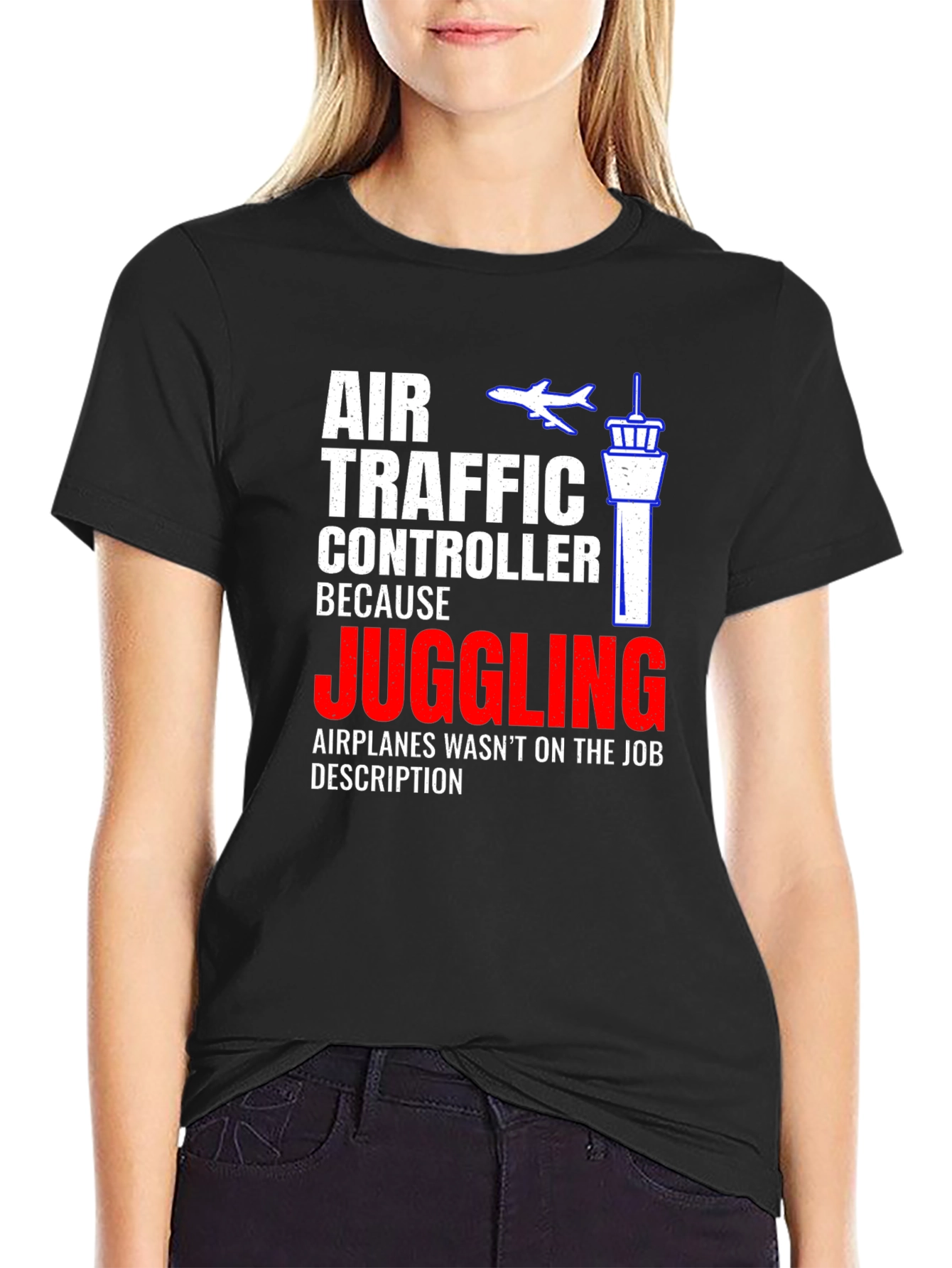 Air Traffic Controller Juggling Airplane Graphic T-Shirt