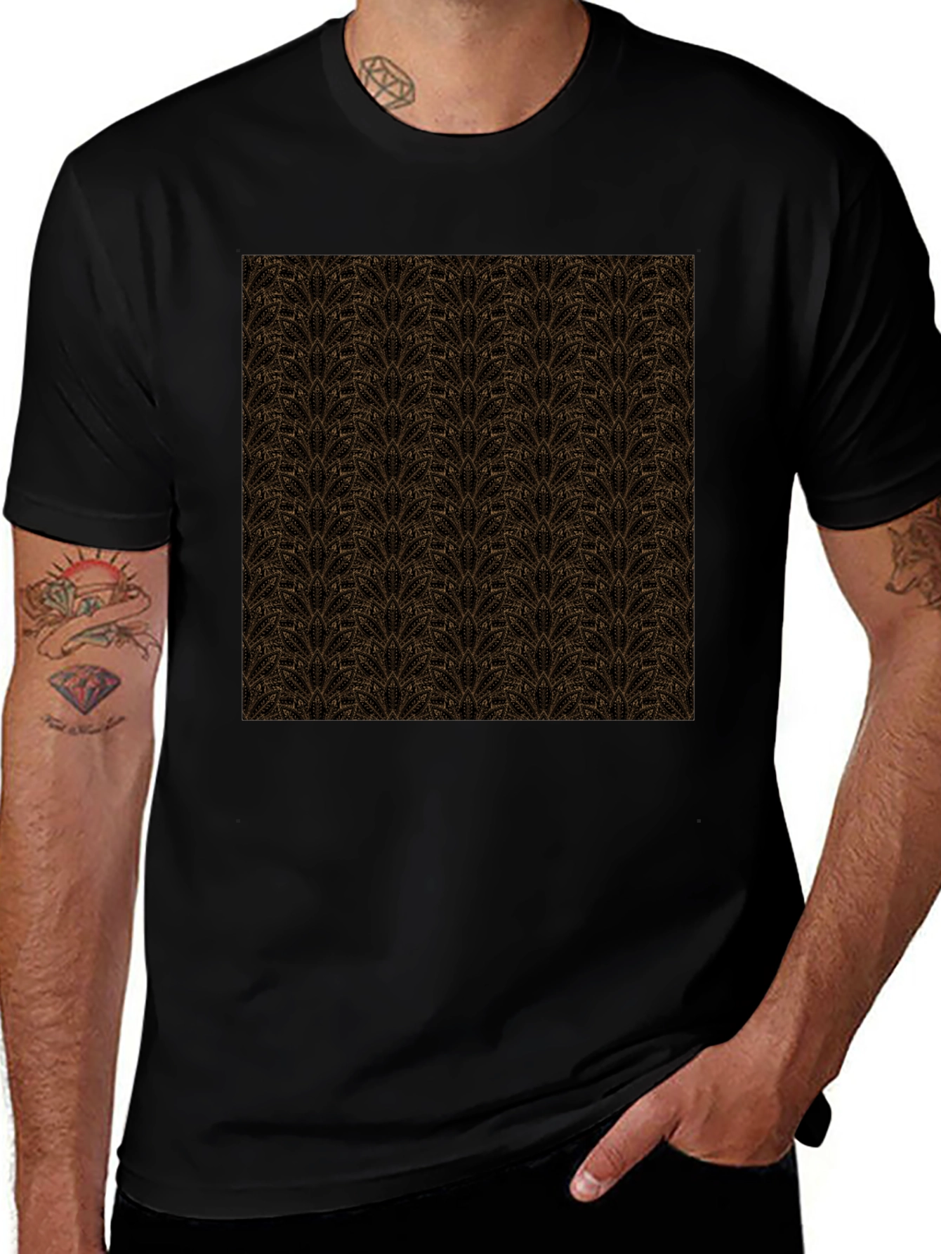 Patterned Crew Neck T-Shirt - Stylish Casual Wear