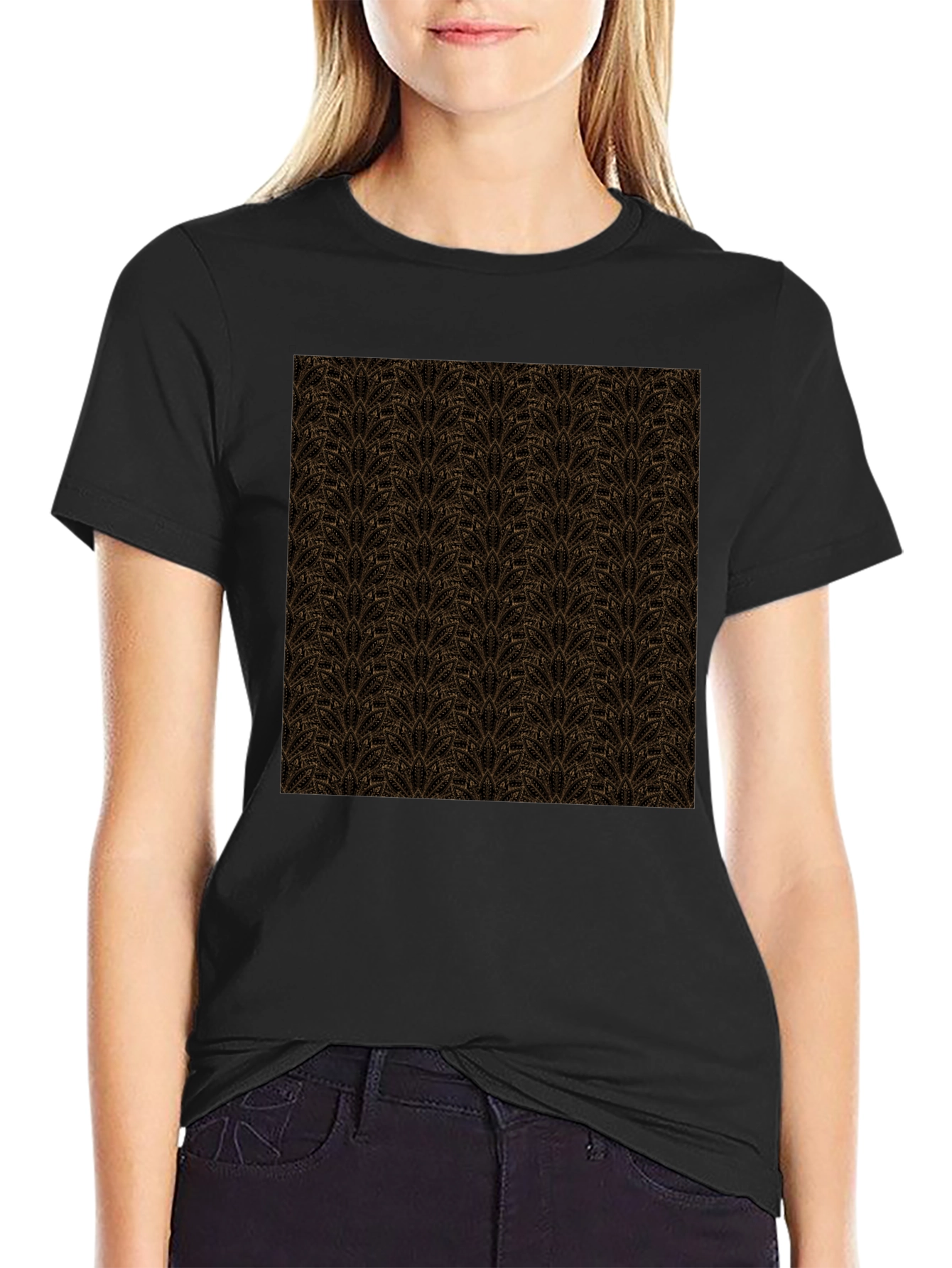 Patterned Crew Neck T-Shirt - Stylish Casual Wear