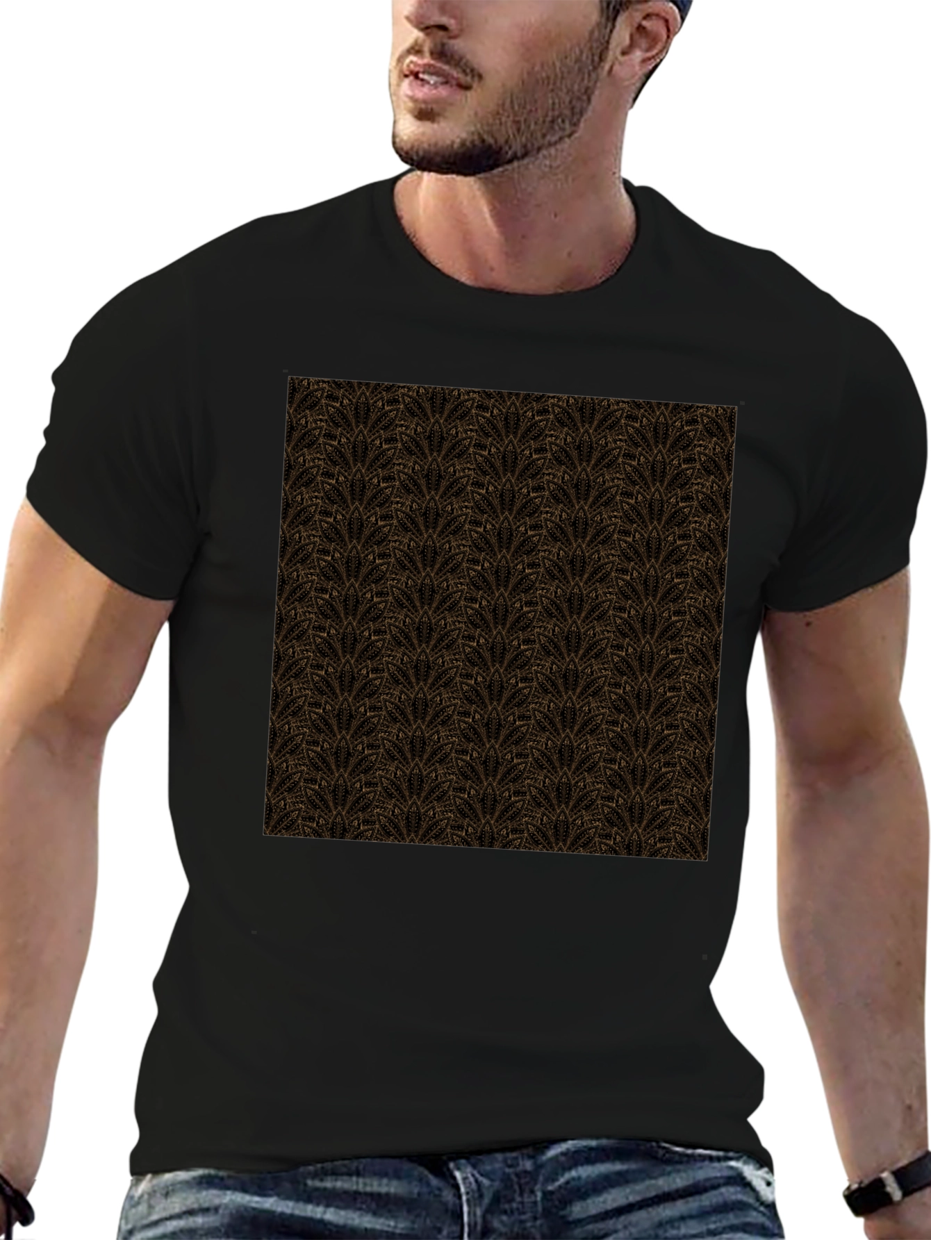 Patterned Crew Neck T-Shirt - Stylish Casual Wear
