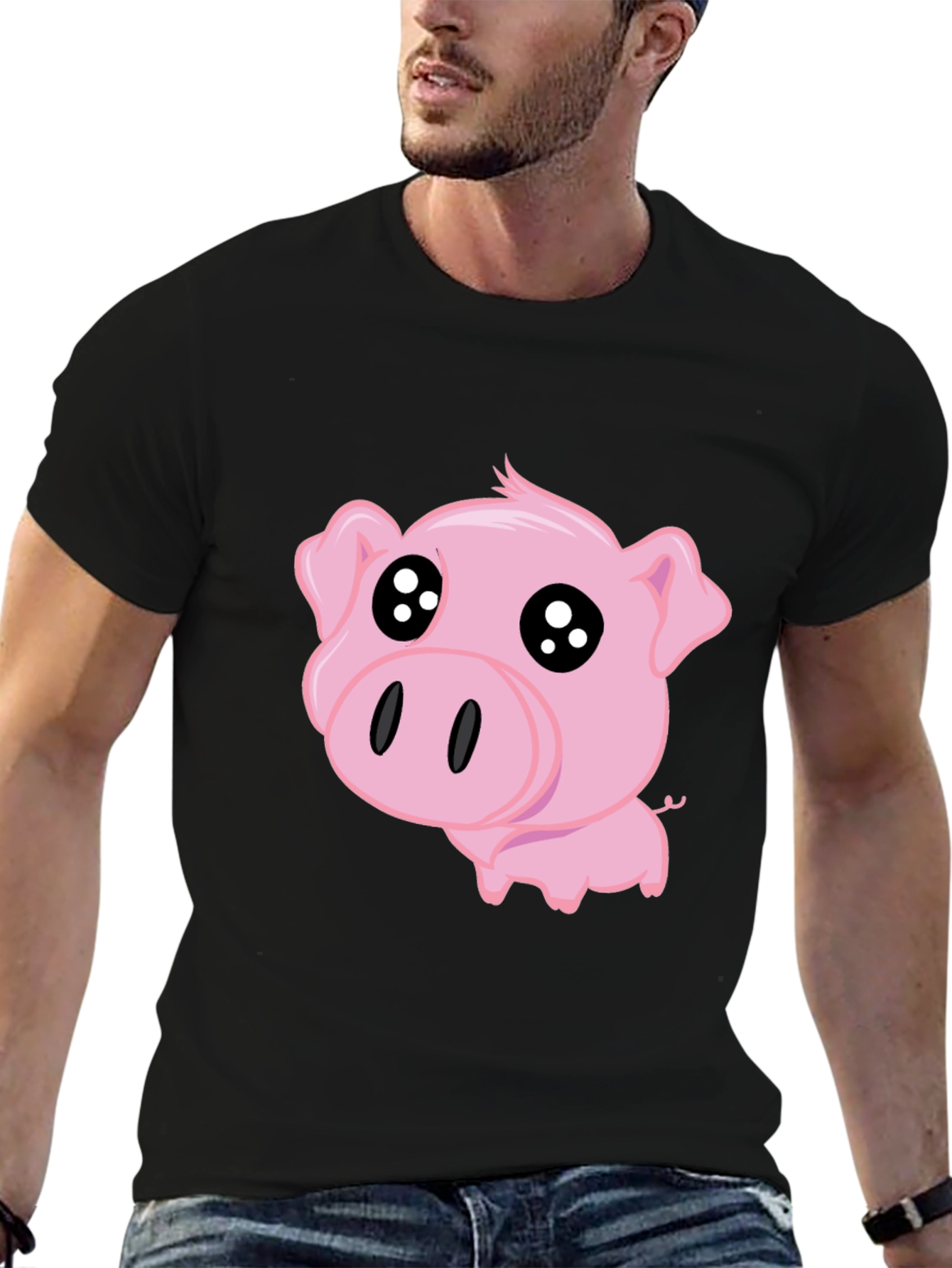 Cute Pig Graphic Tee - Black T-Shirt