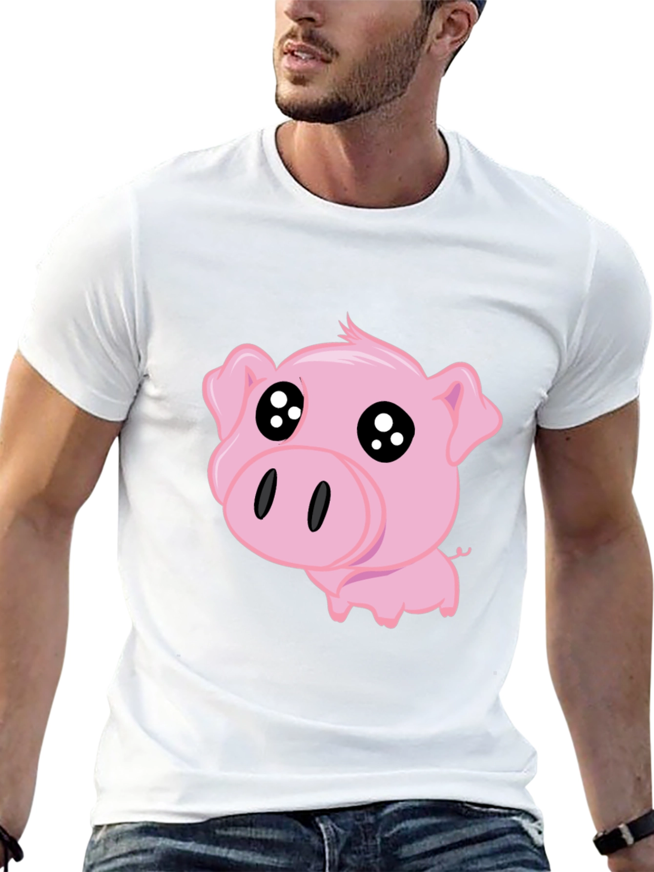 Cute Pig Graphic Tee - Black T-Shirt