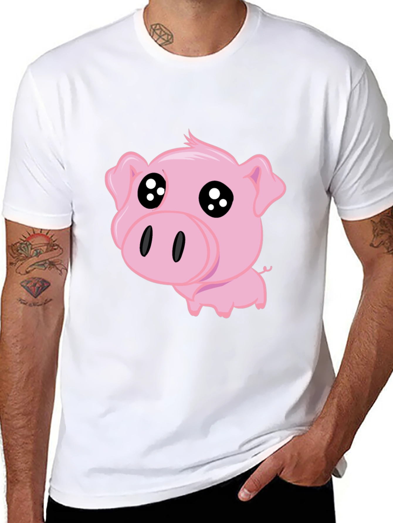Cute Pig Graphic Tee - Black T-Shirt