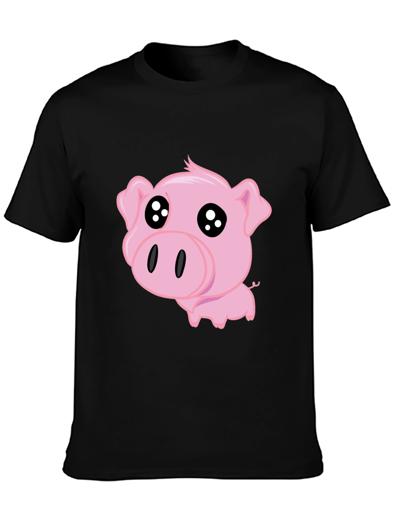 Cute Pig Graphic Tee - Black T-Shirt