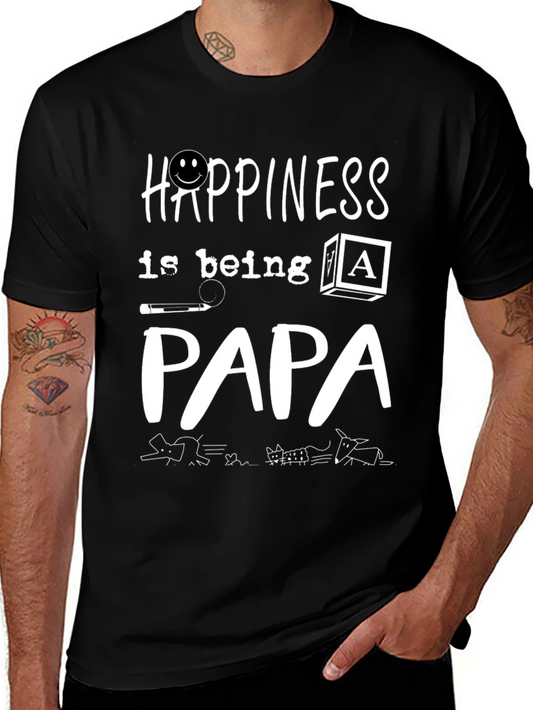 Happiness Is Being A Papa Graphic Tee