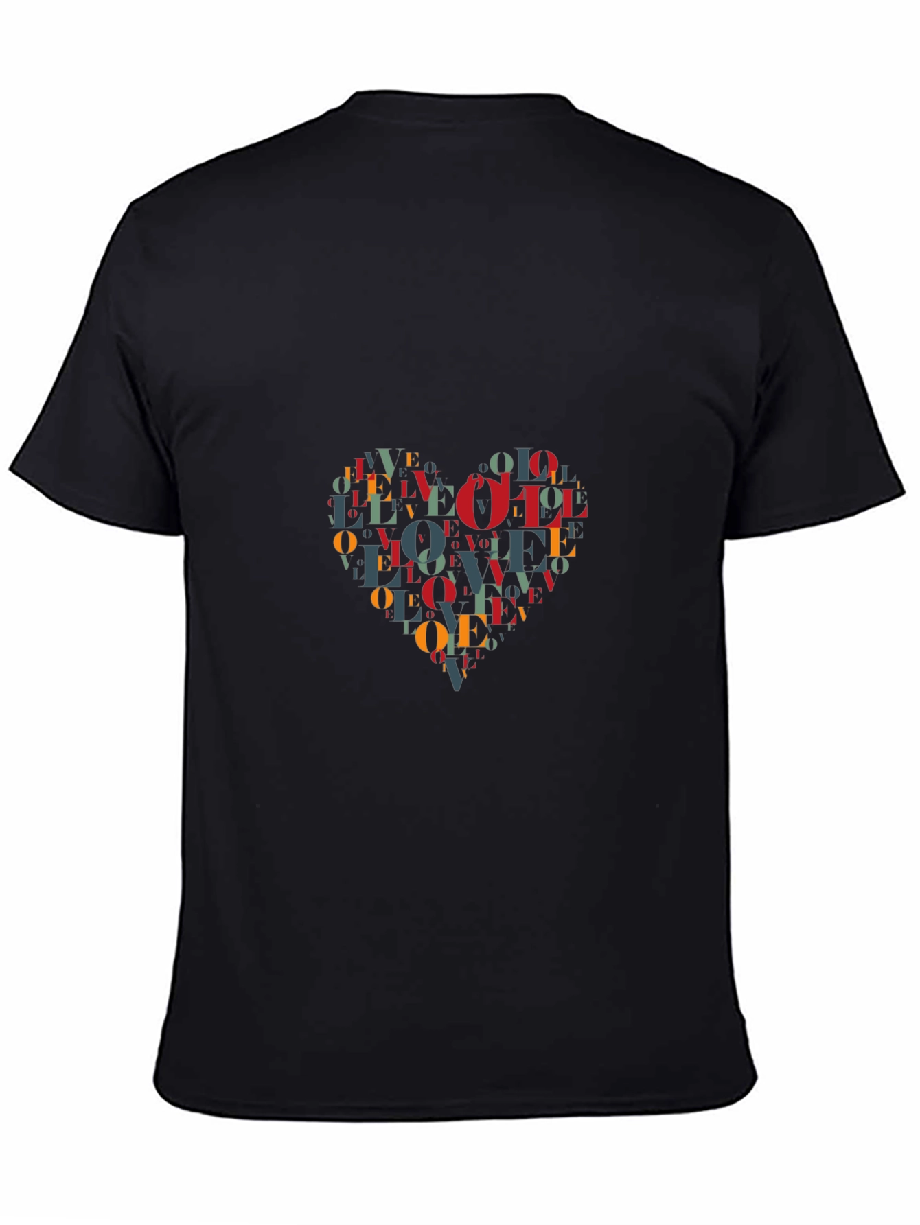Love Heart Word Art Graphic T-Shirt - Black