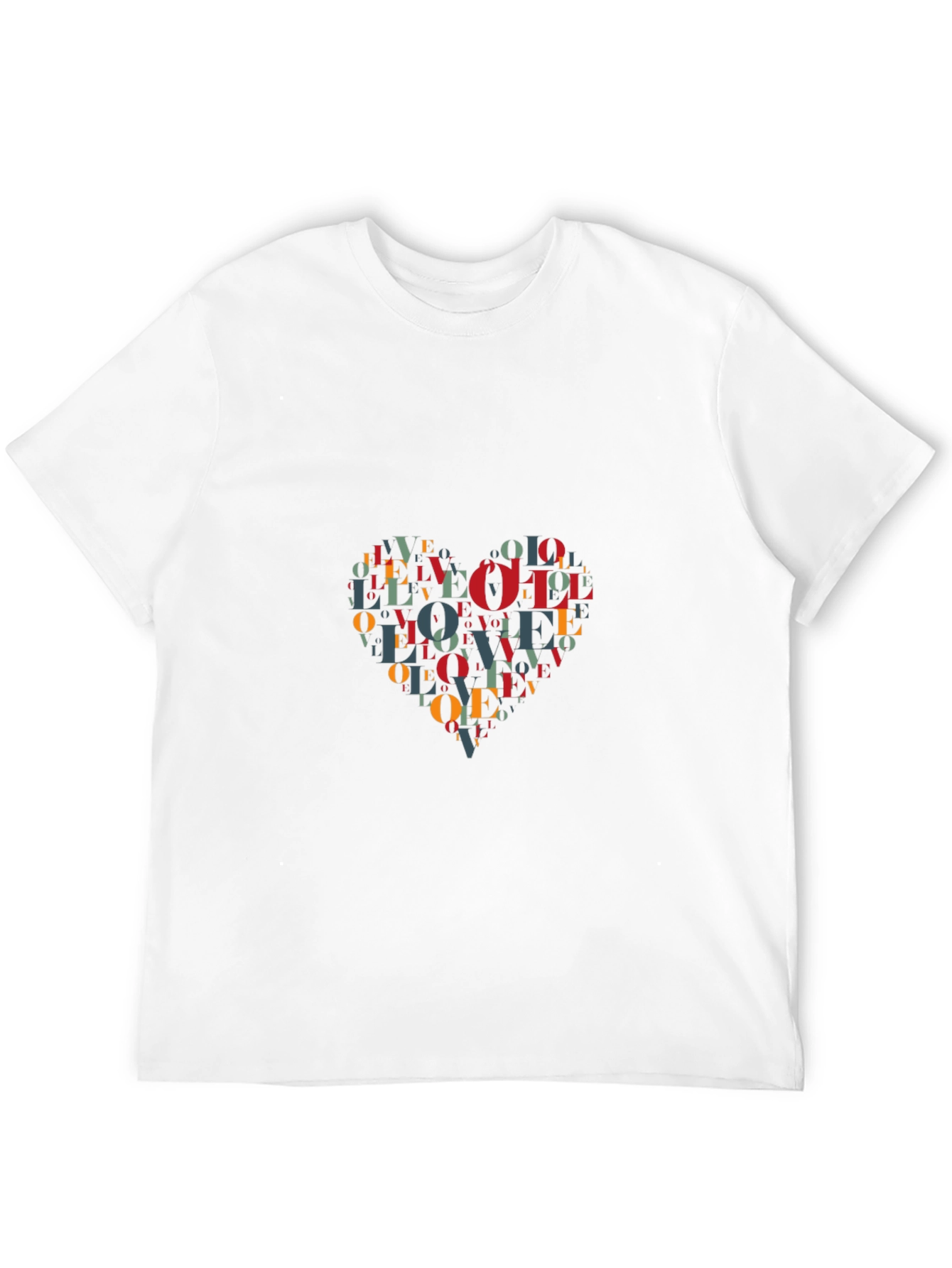 Love Heart Word Art Graphic T-Shirt - Black