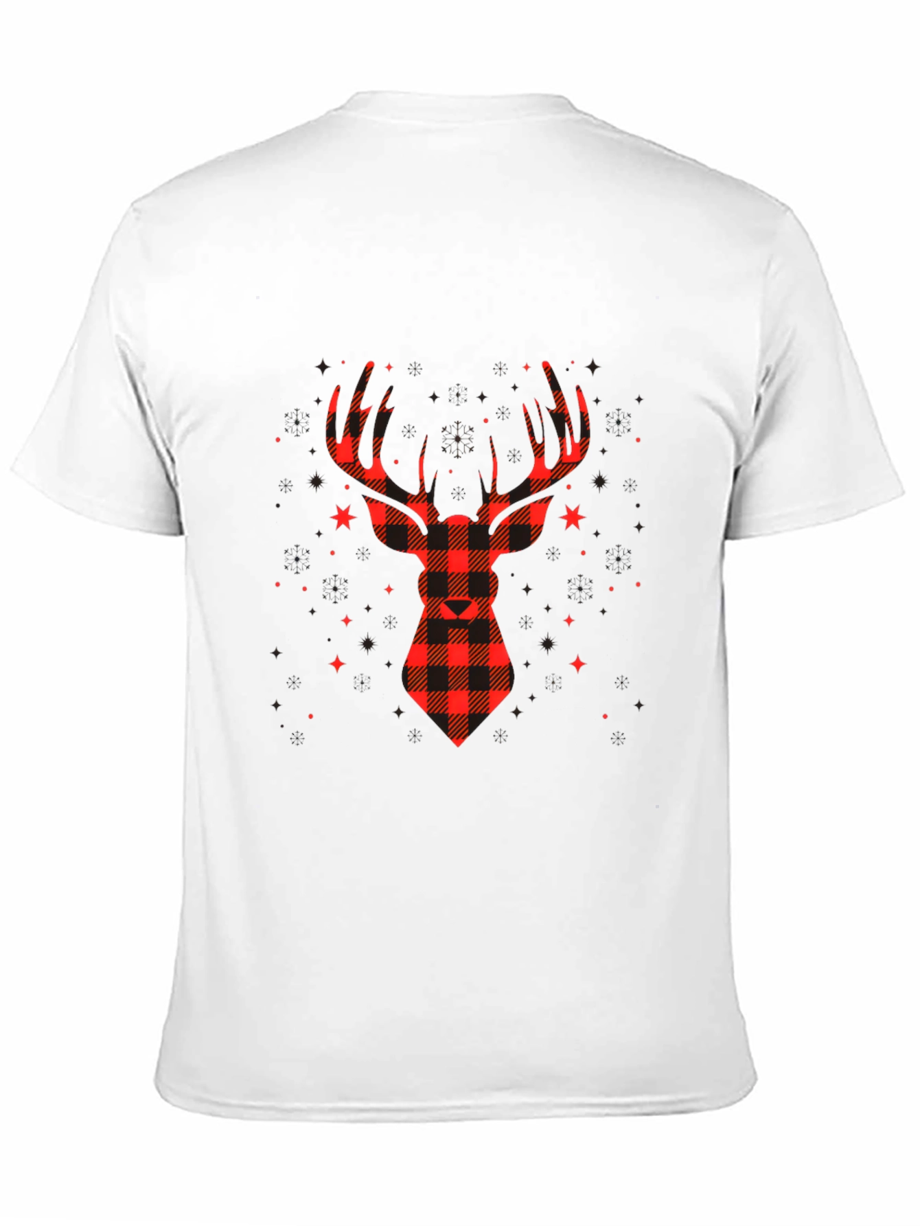 Plaid Reindeer Graphic Tee - Classic Holiday Style
