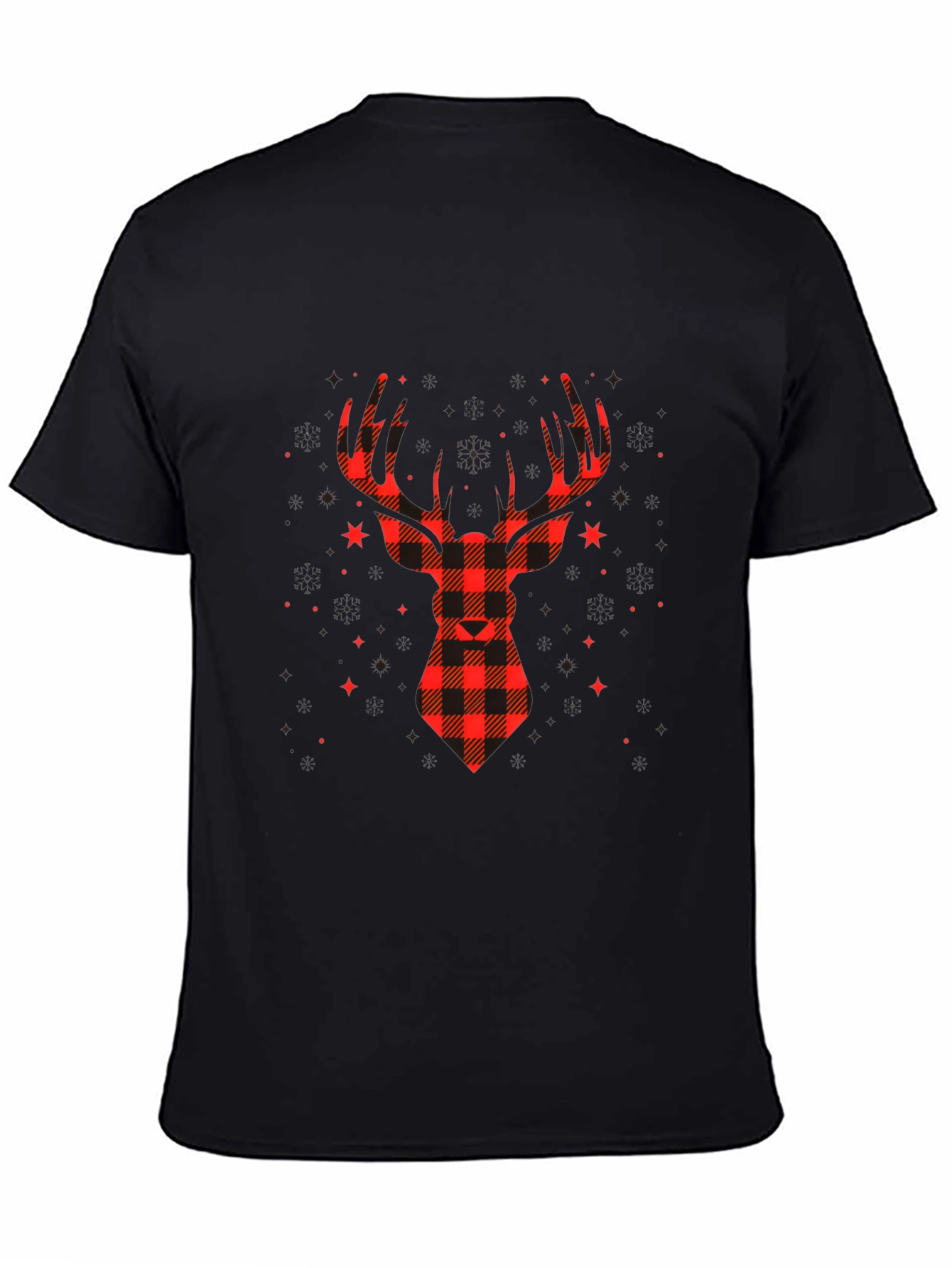 Plaid Reindeer Graphic Tee - Classic Holiday Style