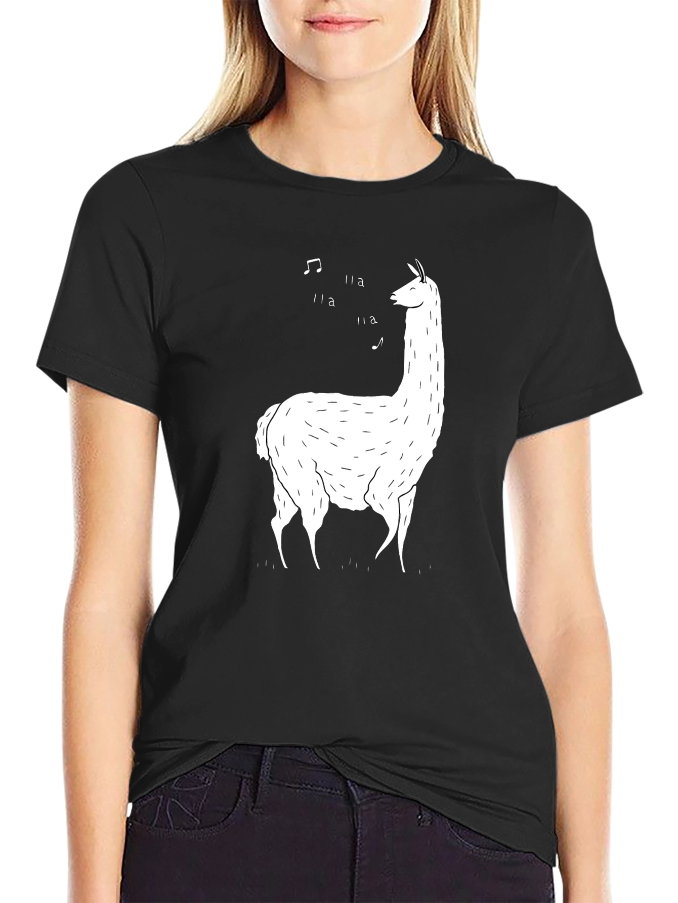 Singing Llama Black T-Shirt