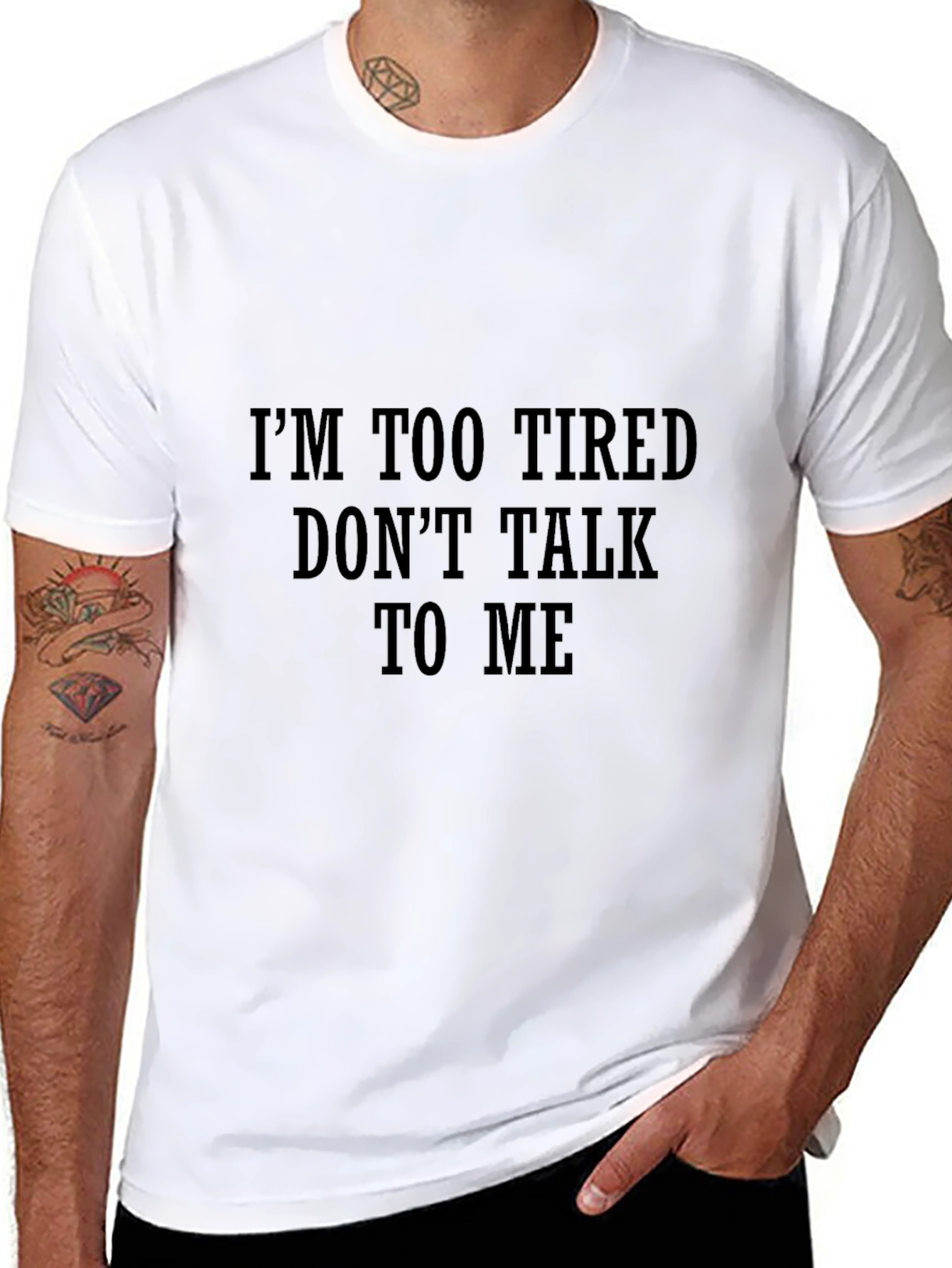 Funny Im Too Tired Black Graphic Tee