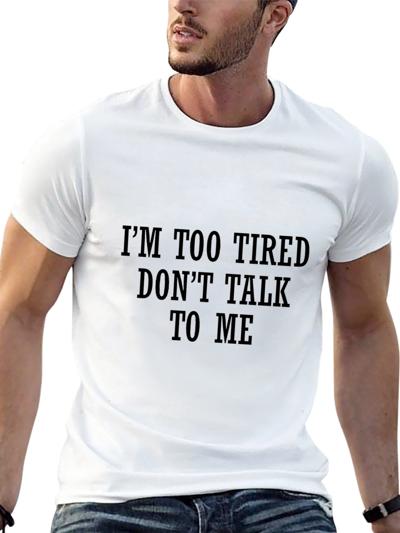 Funny Im Too Tired Black Graphic Tee
