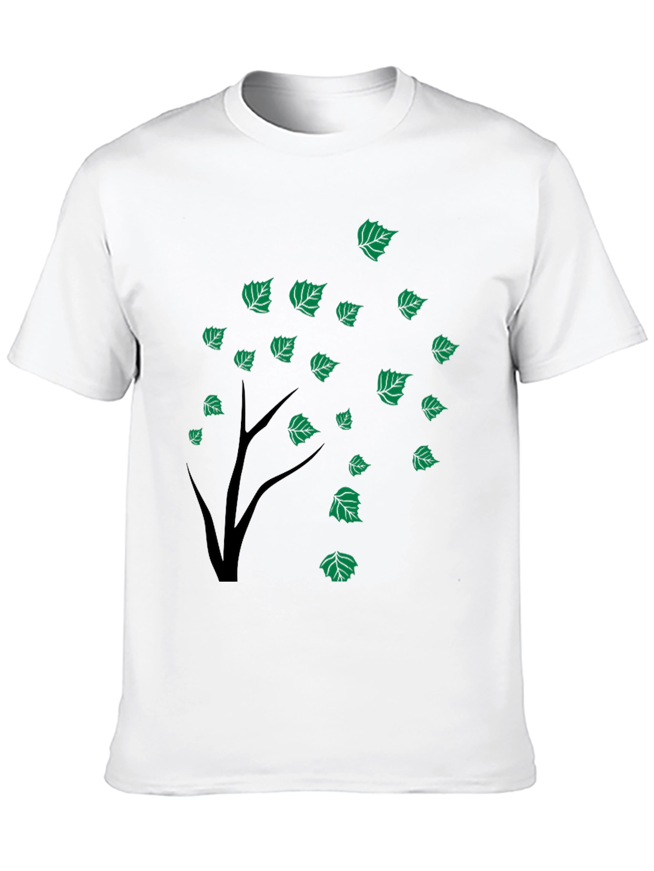 Black Tree Leaves Graphic Tee for Men
