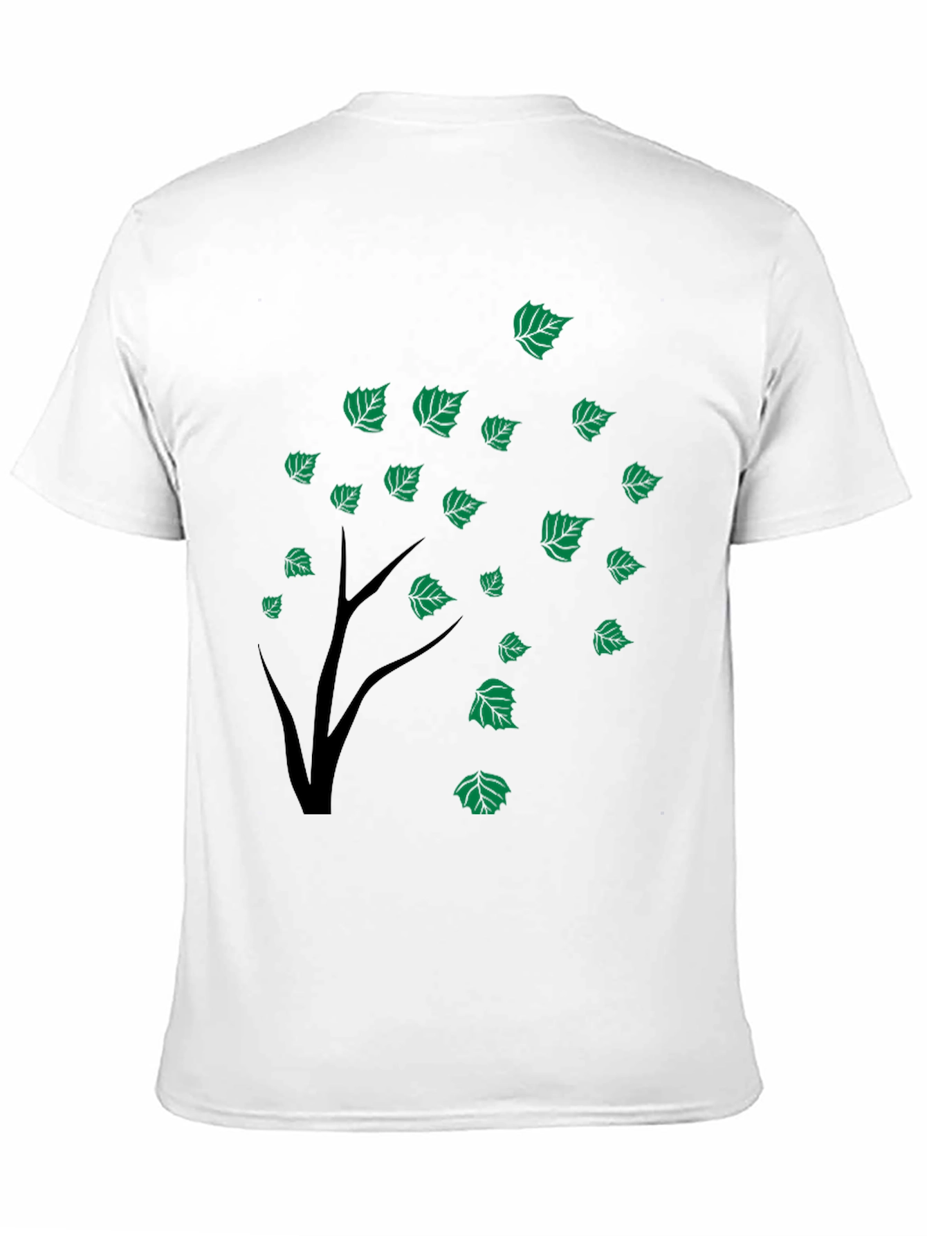 Black Tree Leaves Graphic Tee for Men