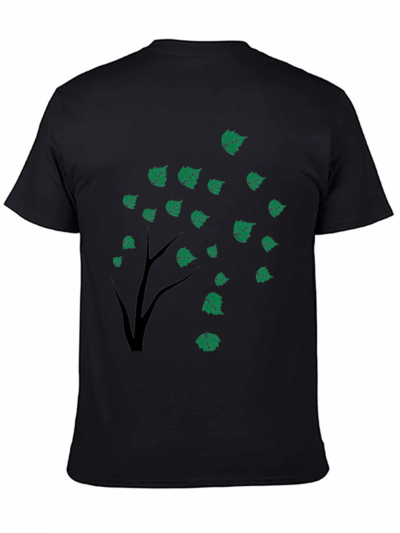 Black Tree Leaves Graphic Tee for Men