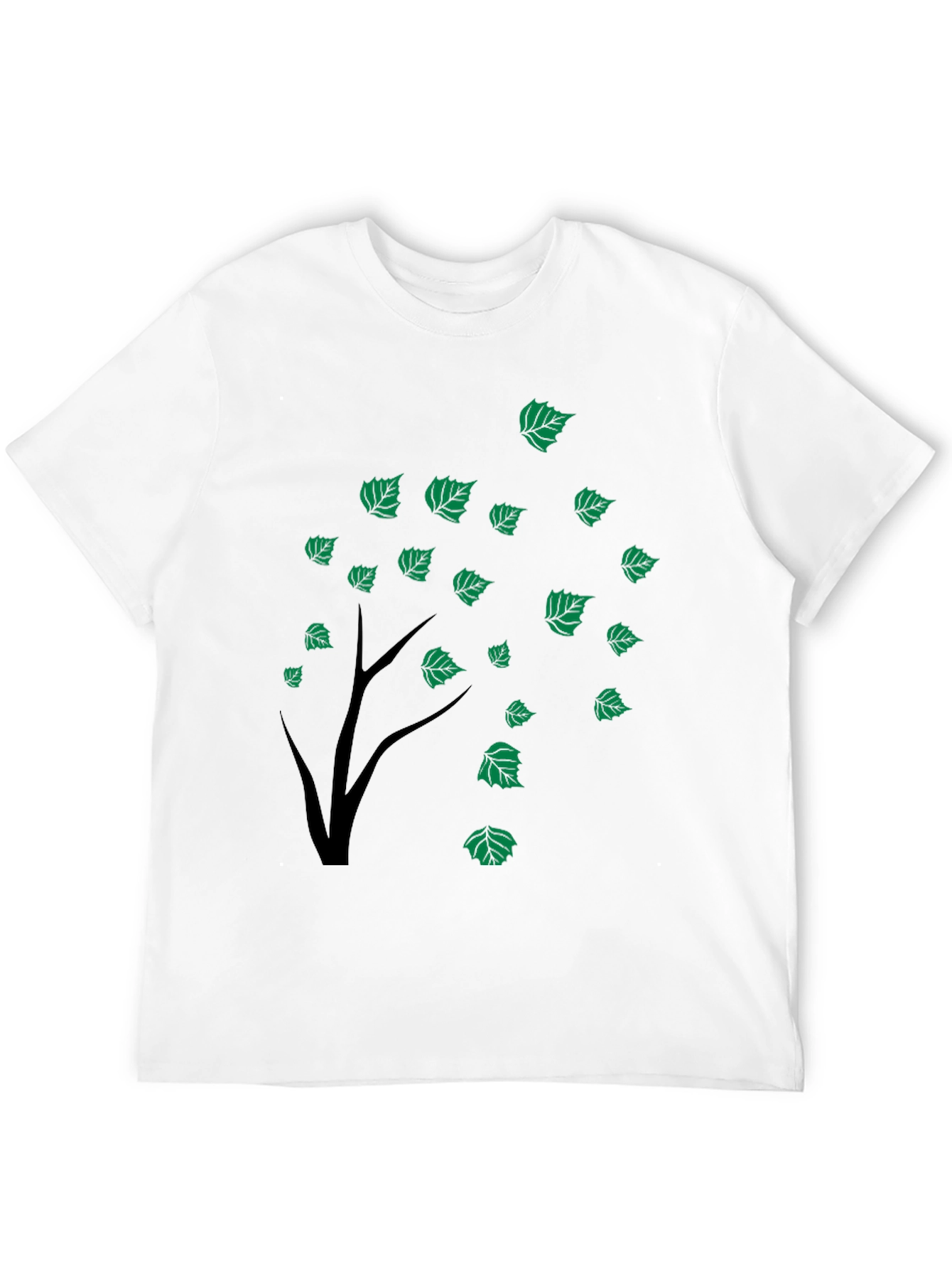Black Tree Leaves Graphic Tee for Men