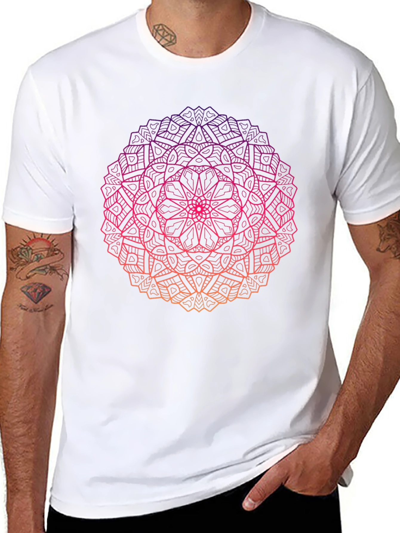 Ombre Mandala Graphic Black T-Shirt