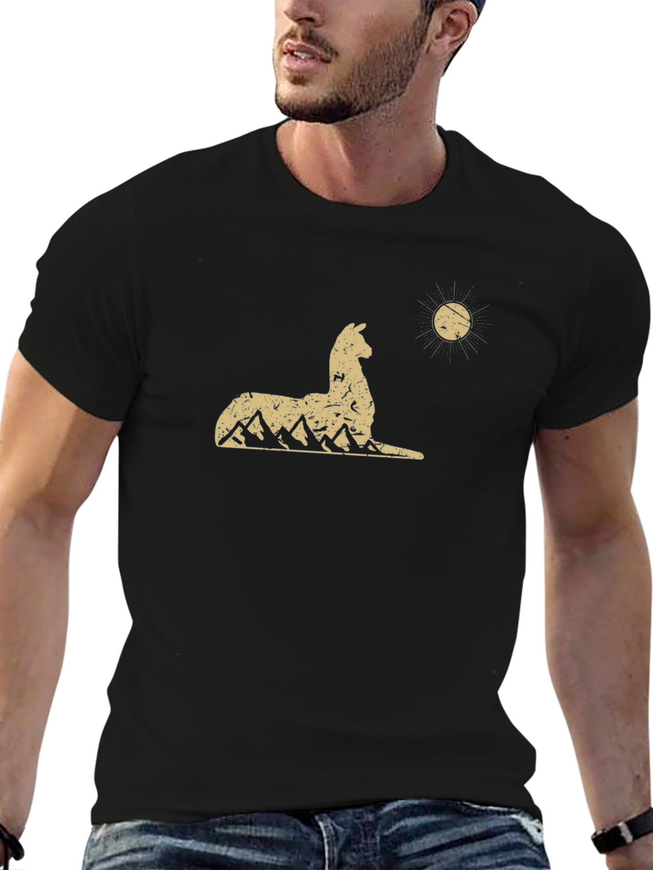 Llama Mountain Graphic Tee - Black