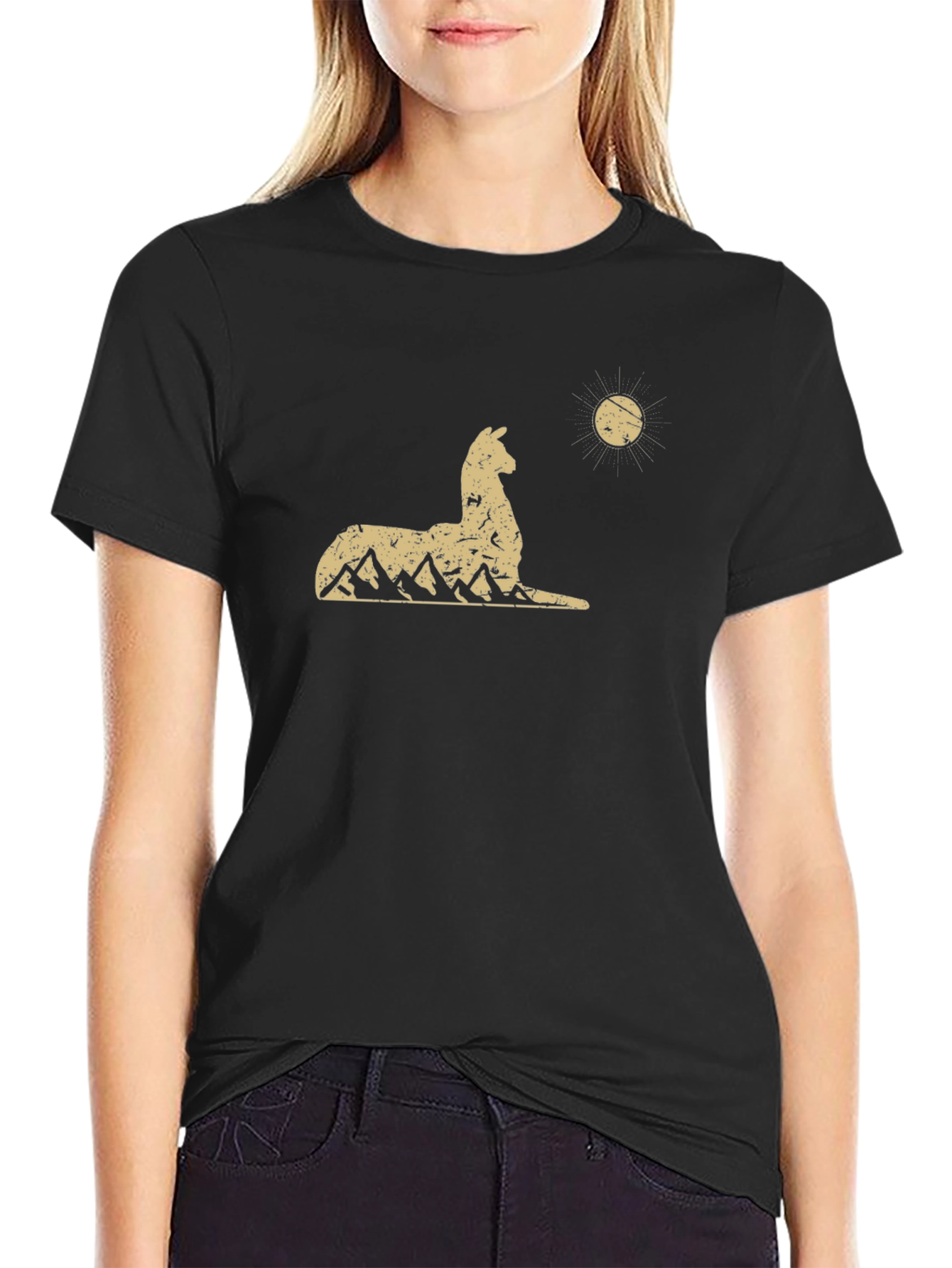Llama Mountain Graphic Tee - Black