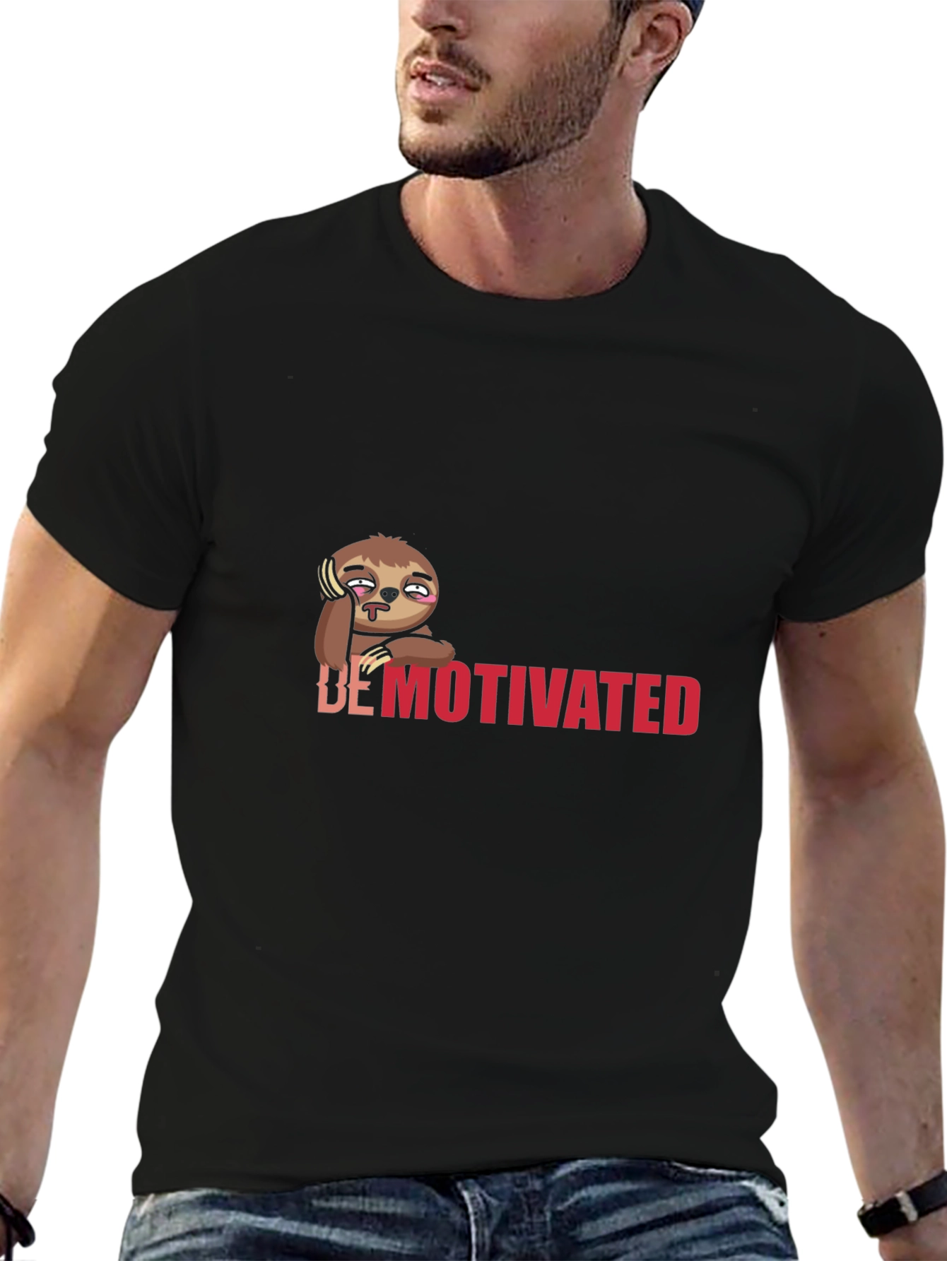 Demotivated Sloth T-Shirt Funny Lazy Graphic Tee