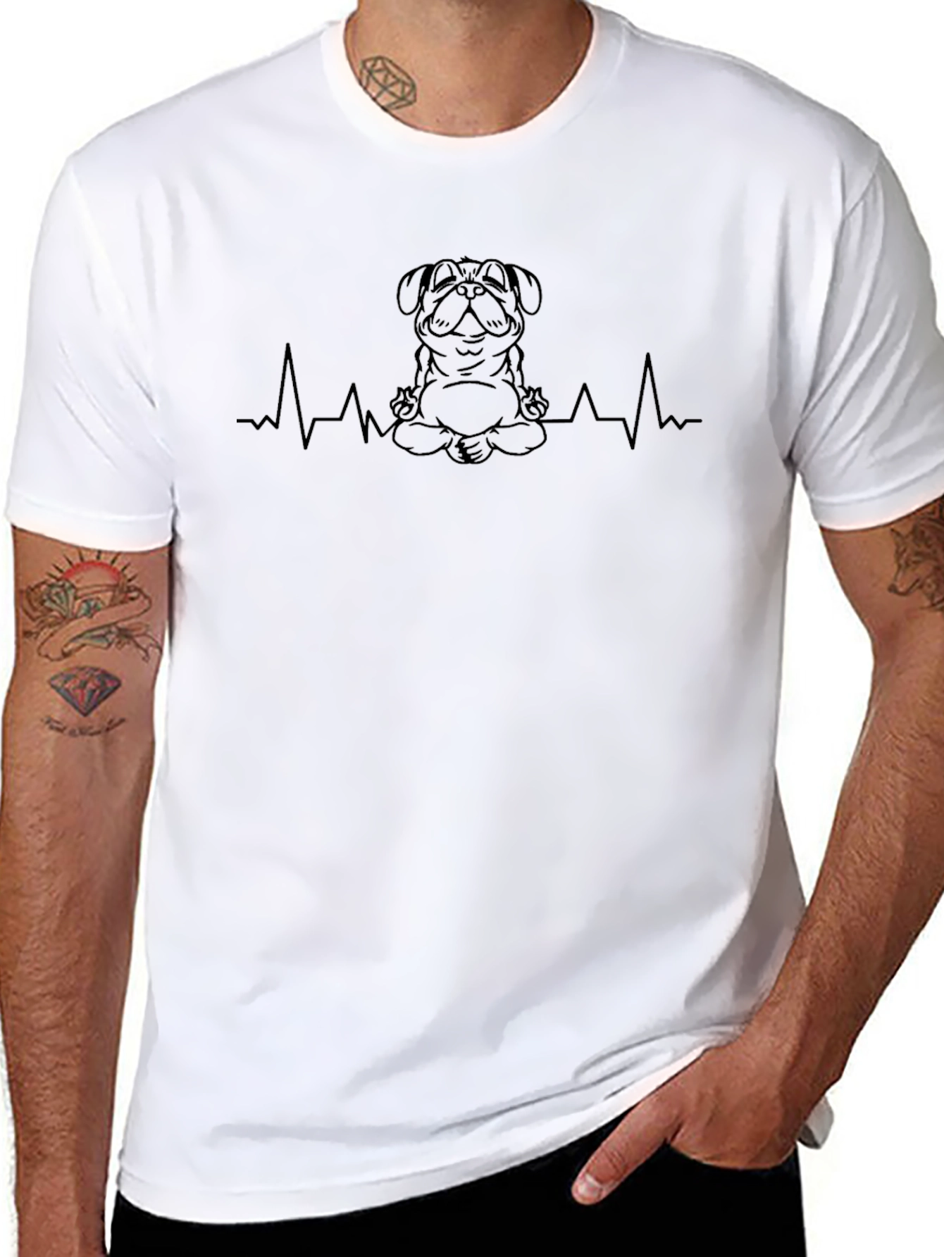 Yoga Pug Heartbeat T-Shirt