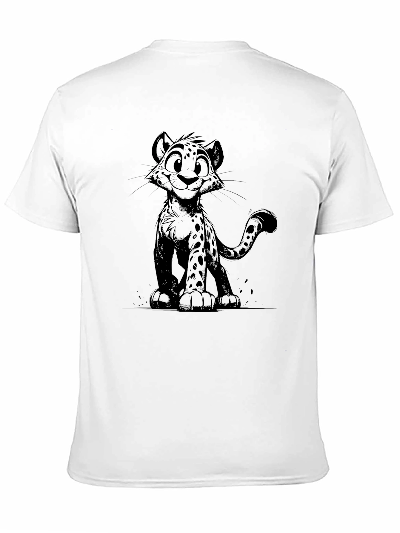 Cartoon Cheetah Graphic Black T-Shirt