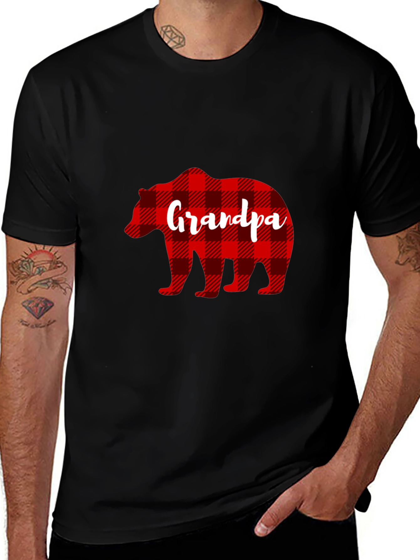 Grandpa Bear Plaid Graphic Tee
