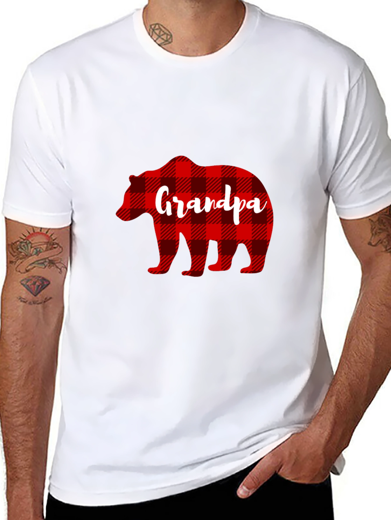 Grandpa Bear Plaid Graphic Tee