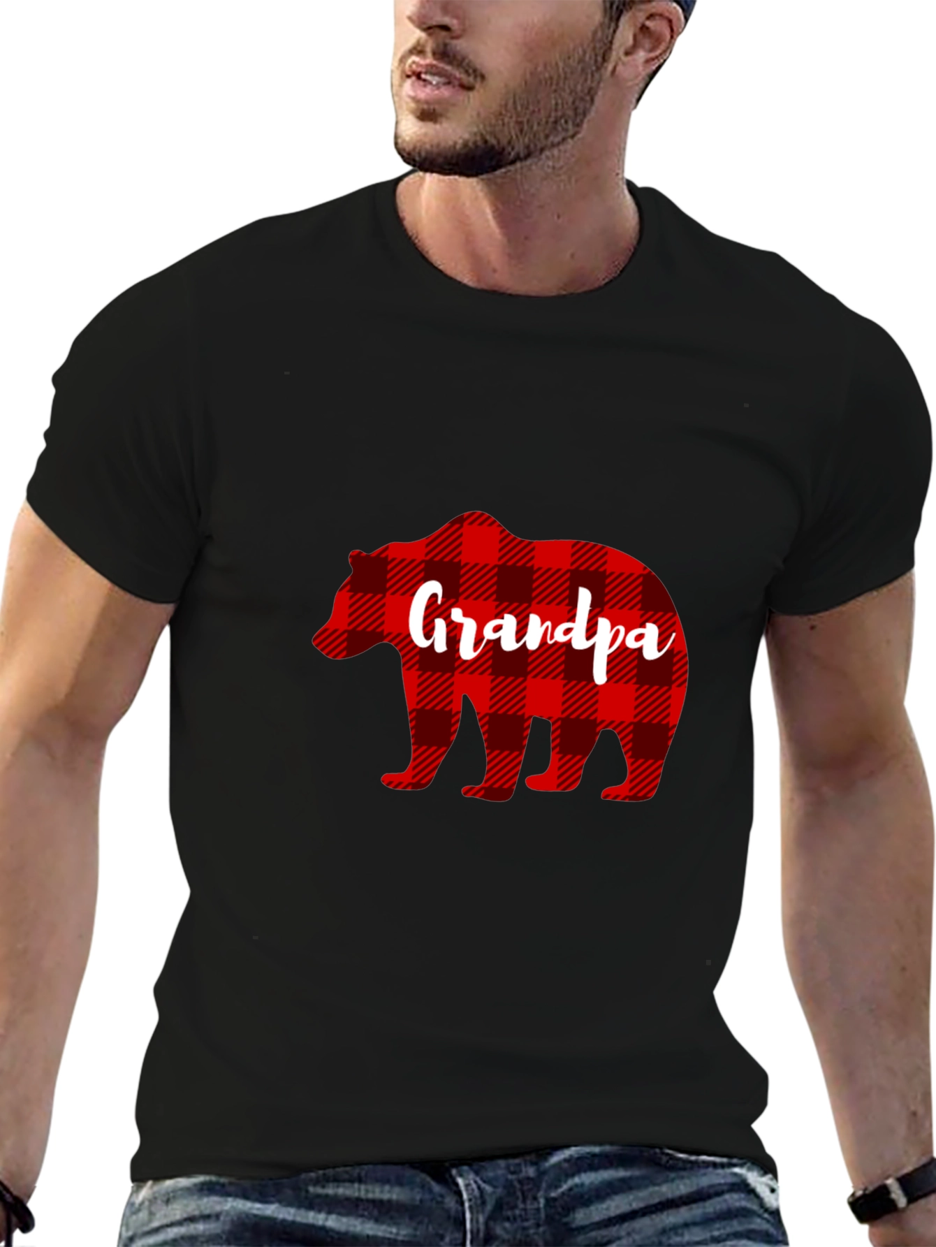 Grandpa Bear Plaid Graphic Tee