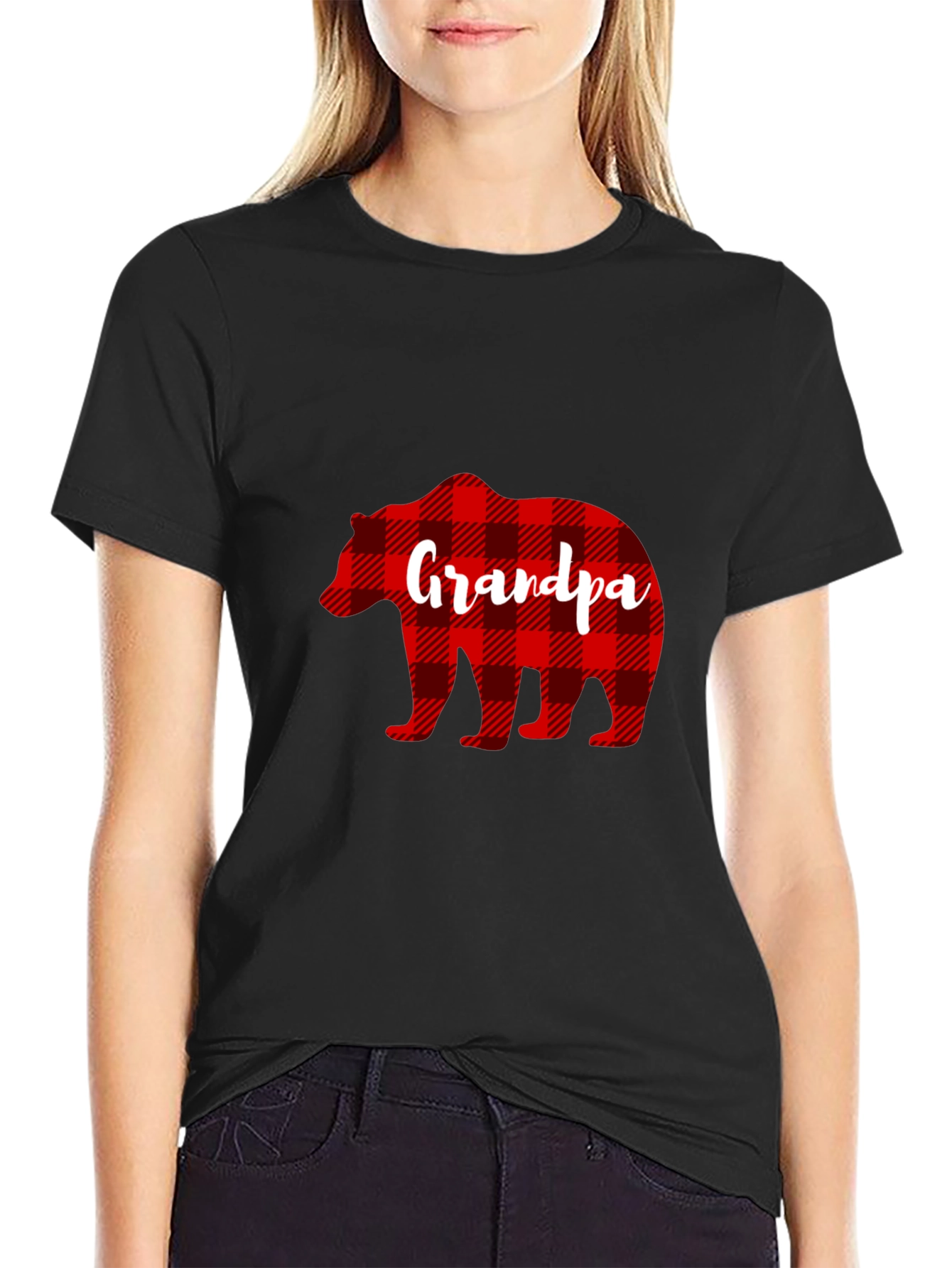 Grandpa Bear Plaid Graphic Tee