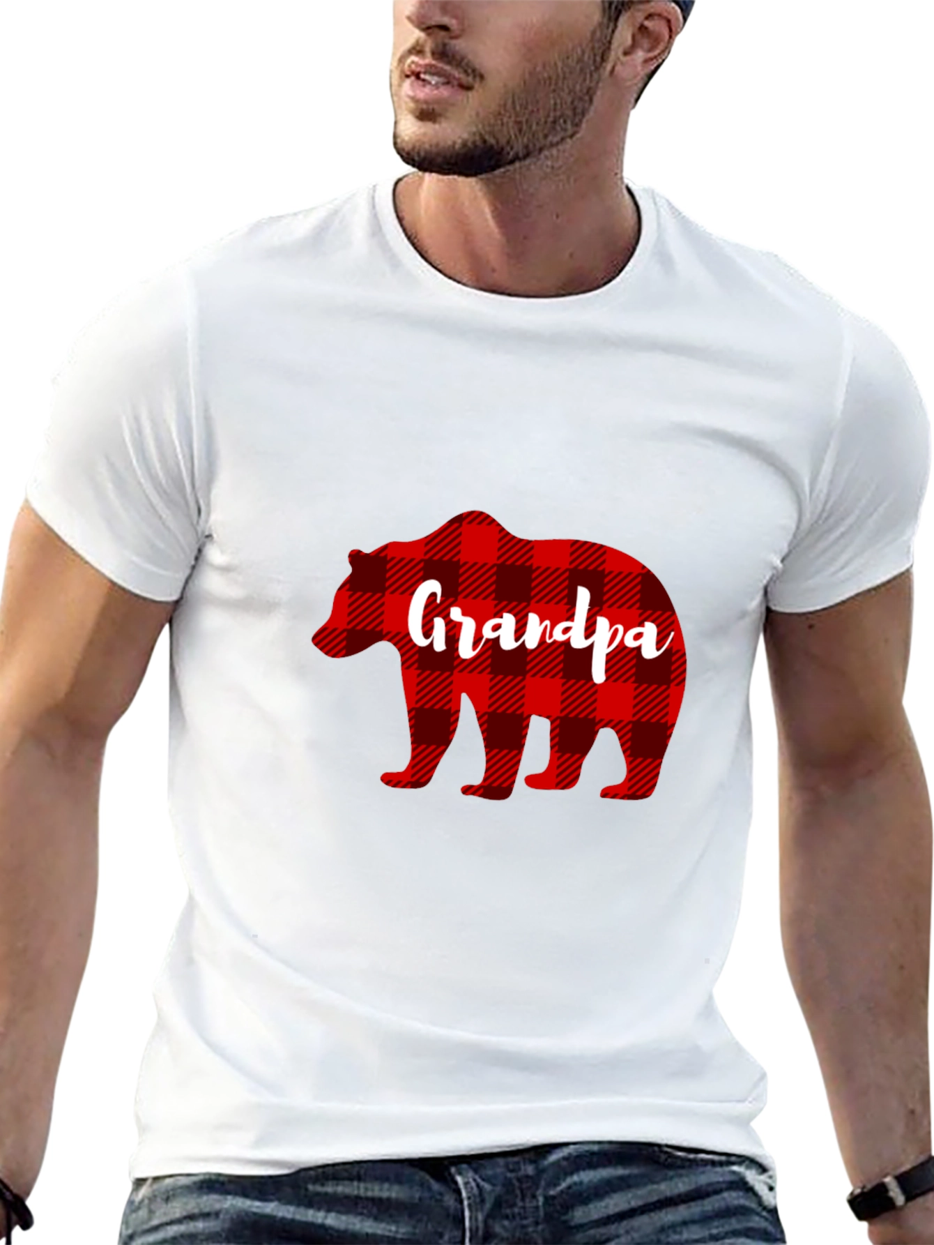 Grandpa Bear Plaid Graphic Tee