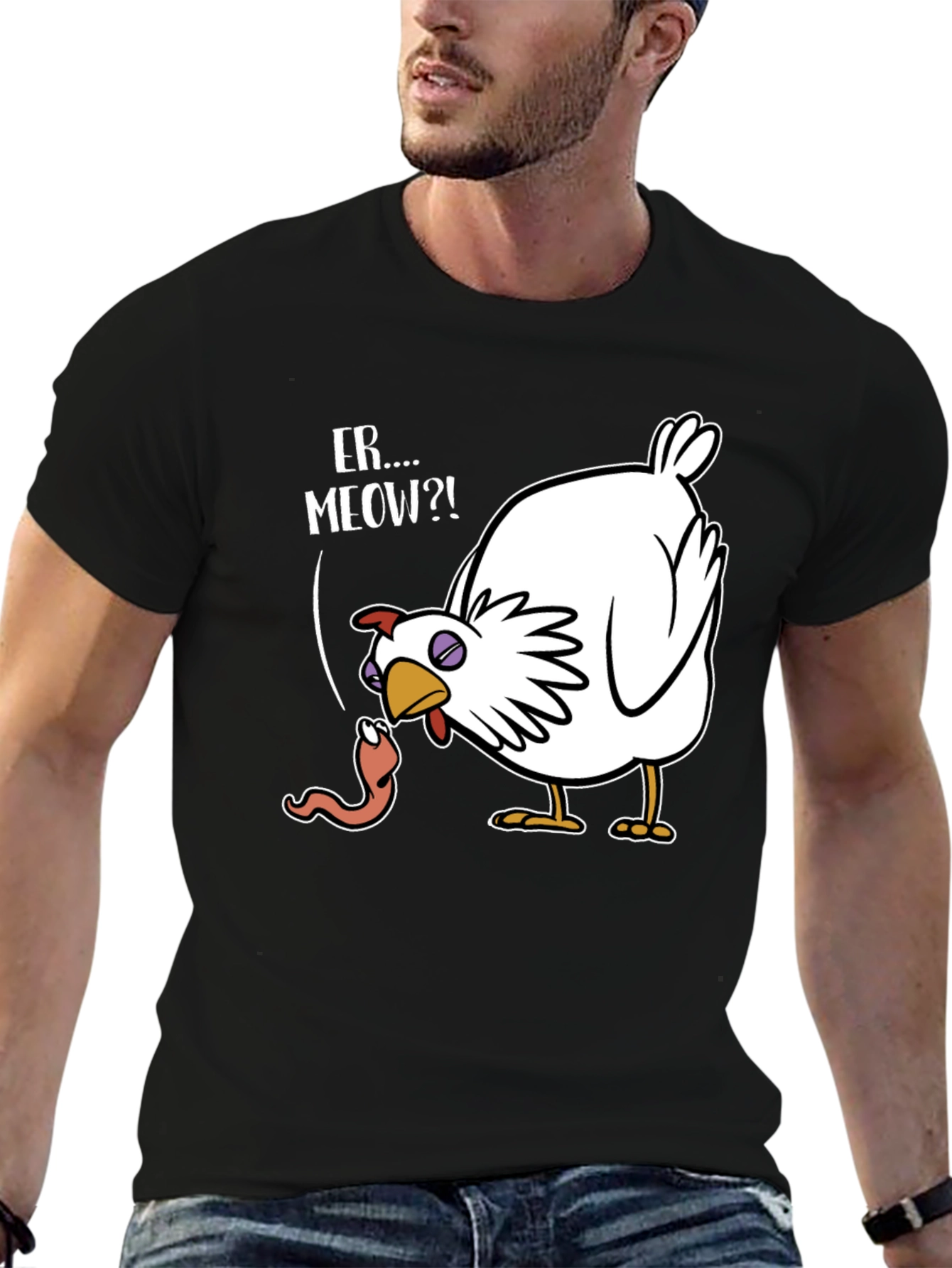 Funny Chicken Er...Meow?! Graphic T-Shirt