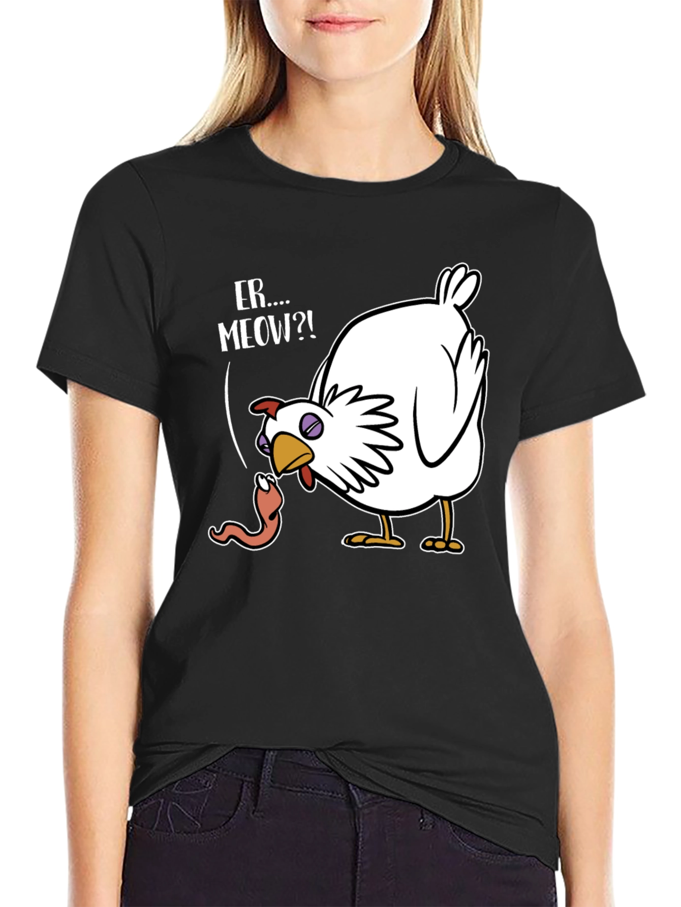 Funny Chicken Er...Meow?! Graphic T-Shirt