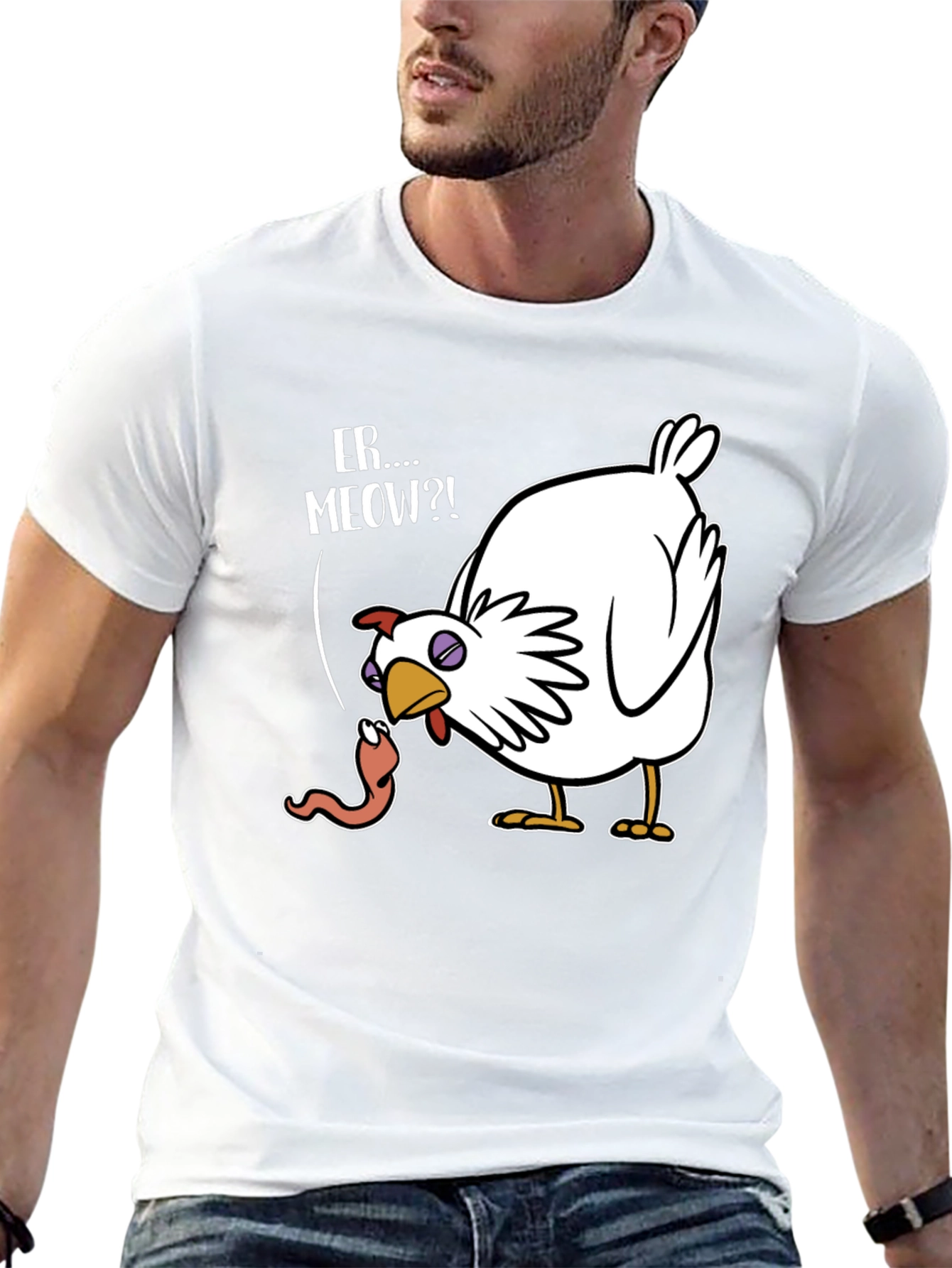 Funny Chicken Er...Meow?! Graphic T-Shirt