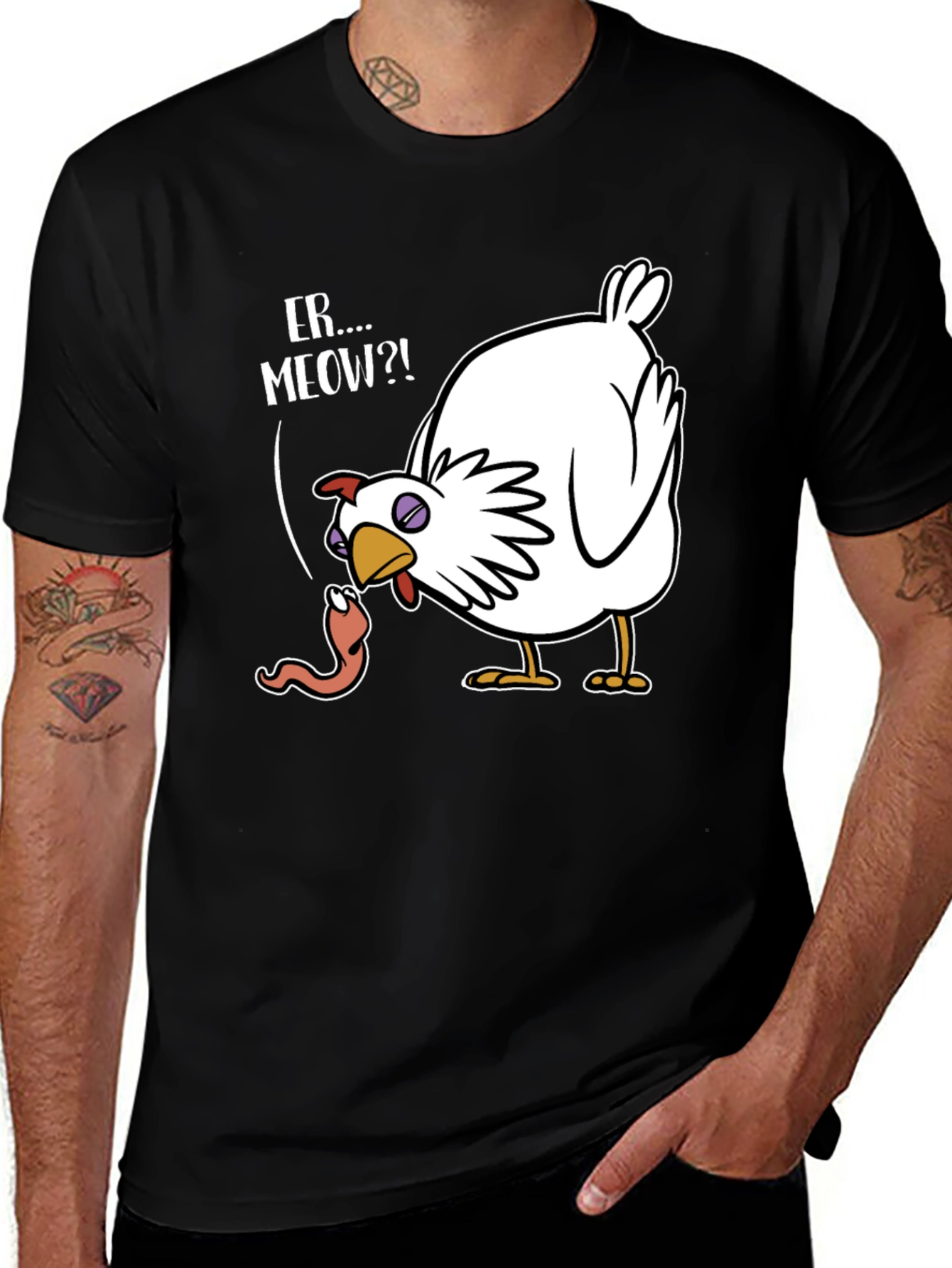 Funny Chicken Er...Meow?! Graphic T-Shirt