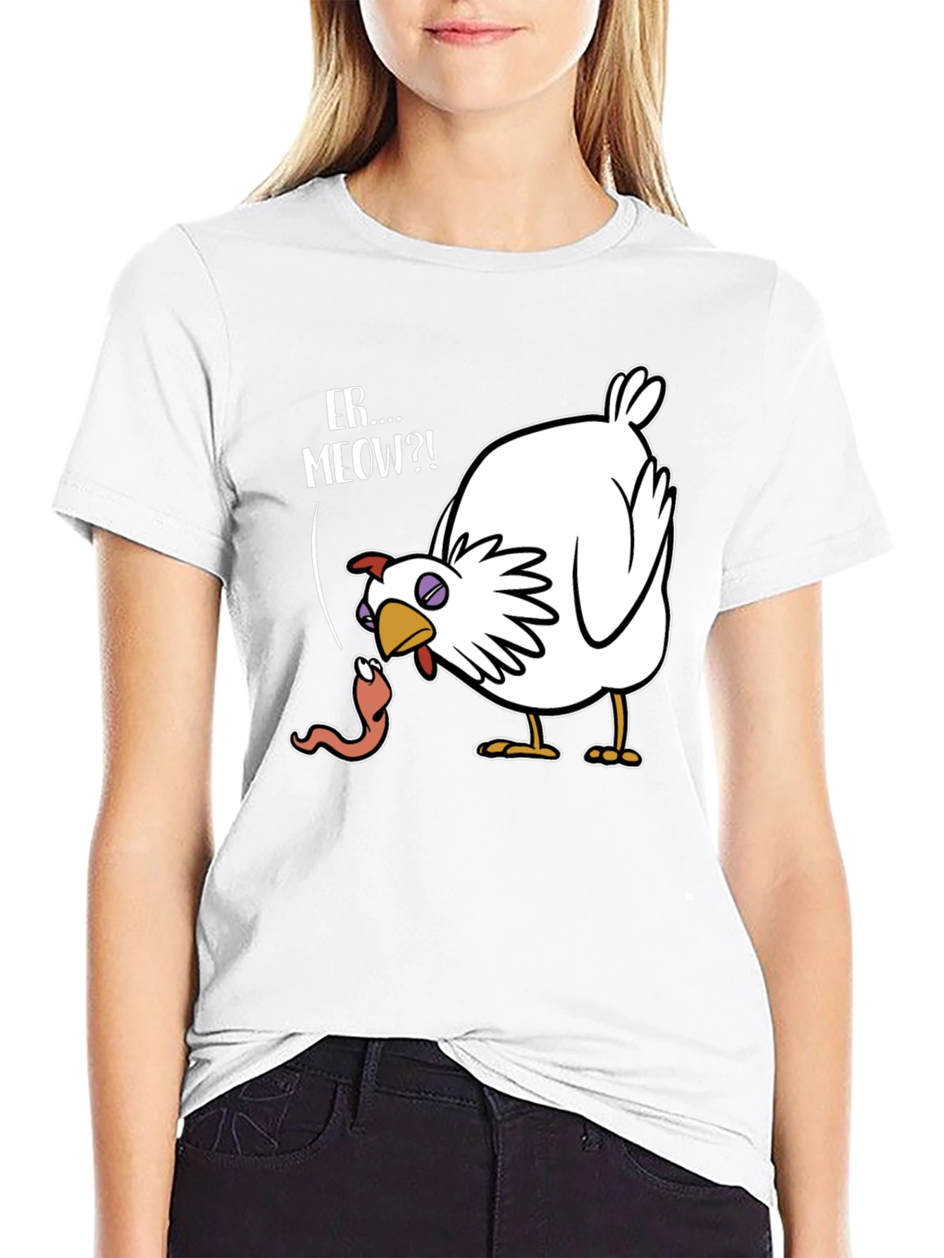 Funny Chicken Er...Meow?! Graphic T-Shirt