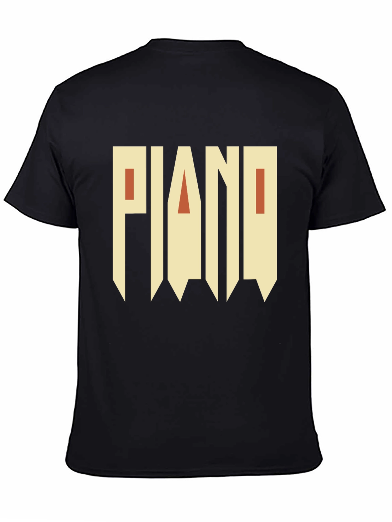 Piano Graphic Print Black T-Shirt