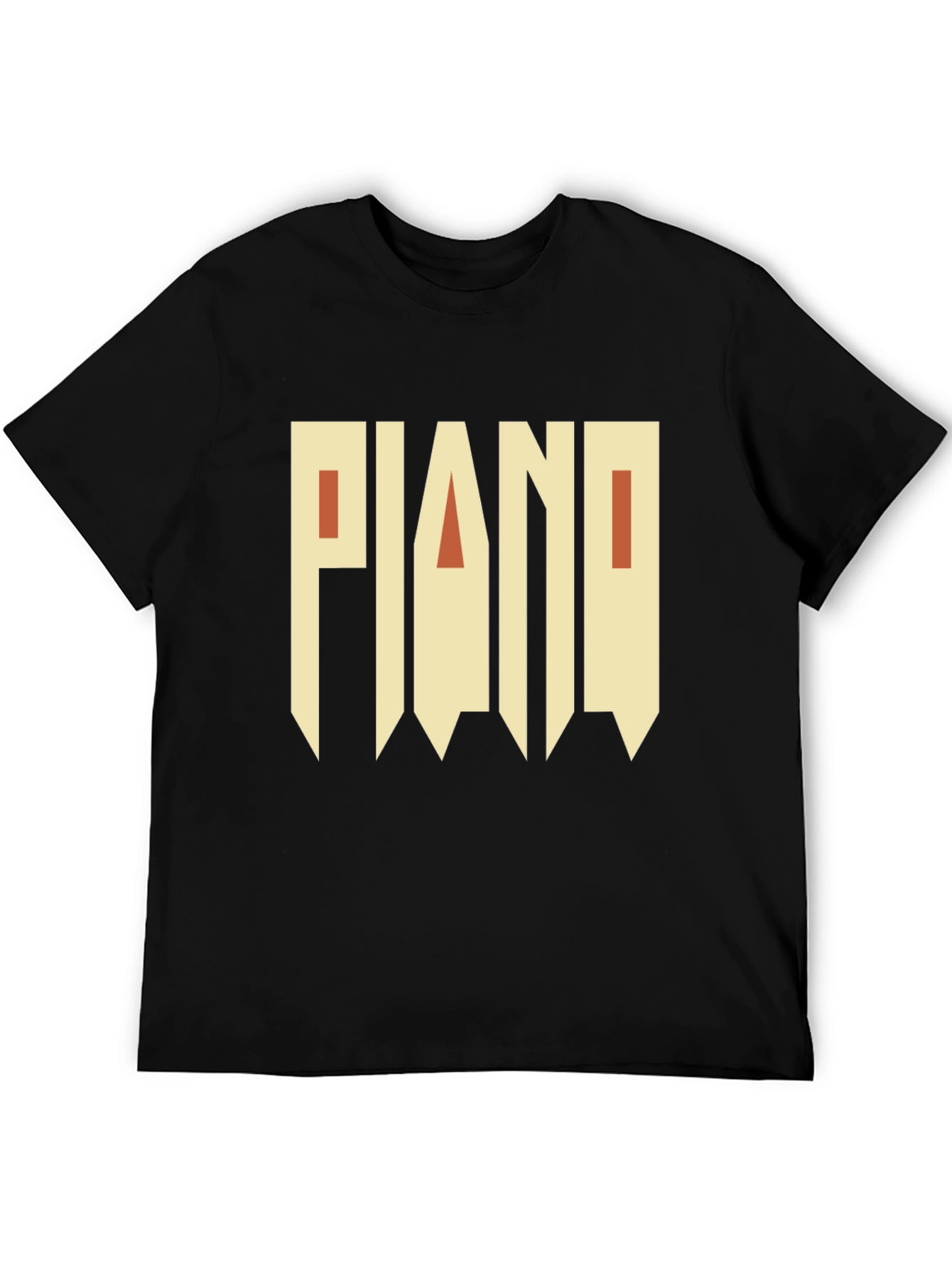 Piano Graphic Print Black T-Shirt