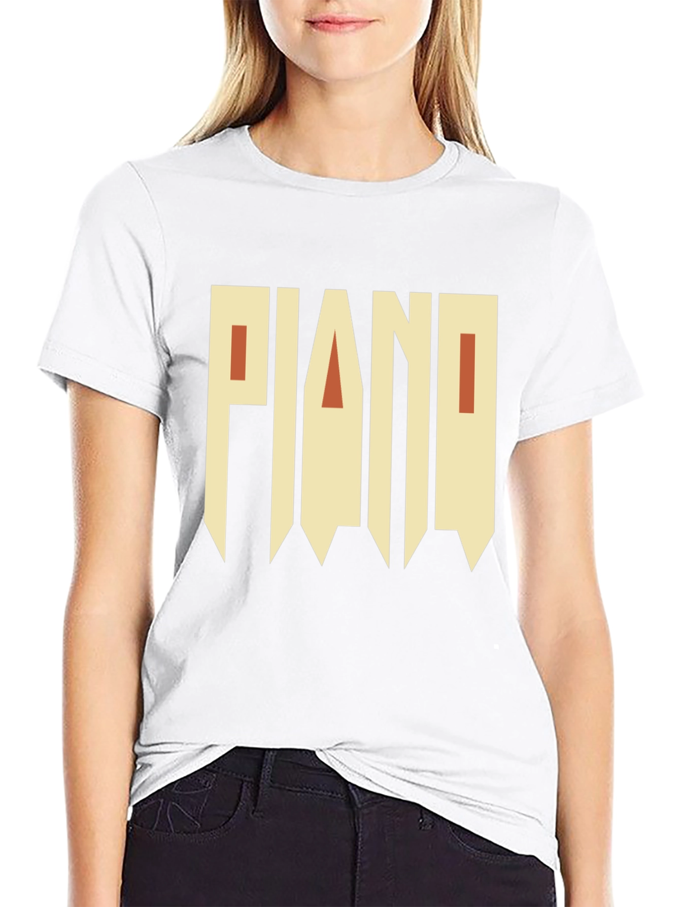 Piano Graphic Print Black T-Shirt