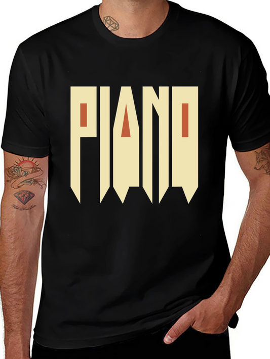 Piano Graphic Print Black T-Shirt