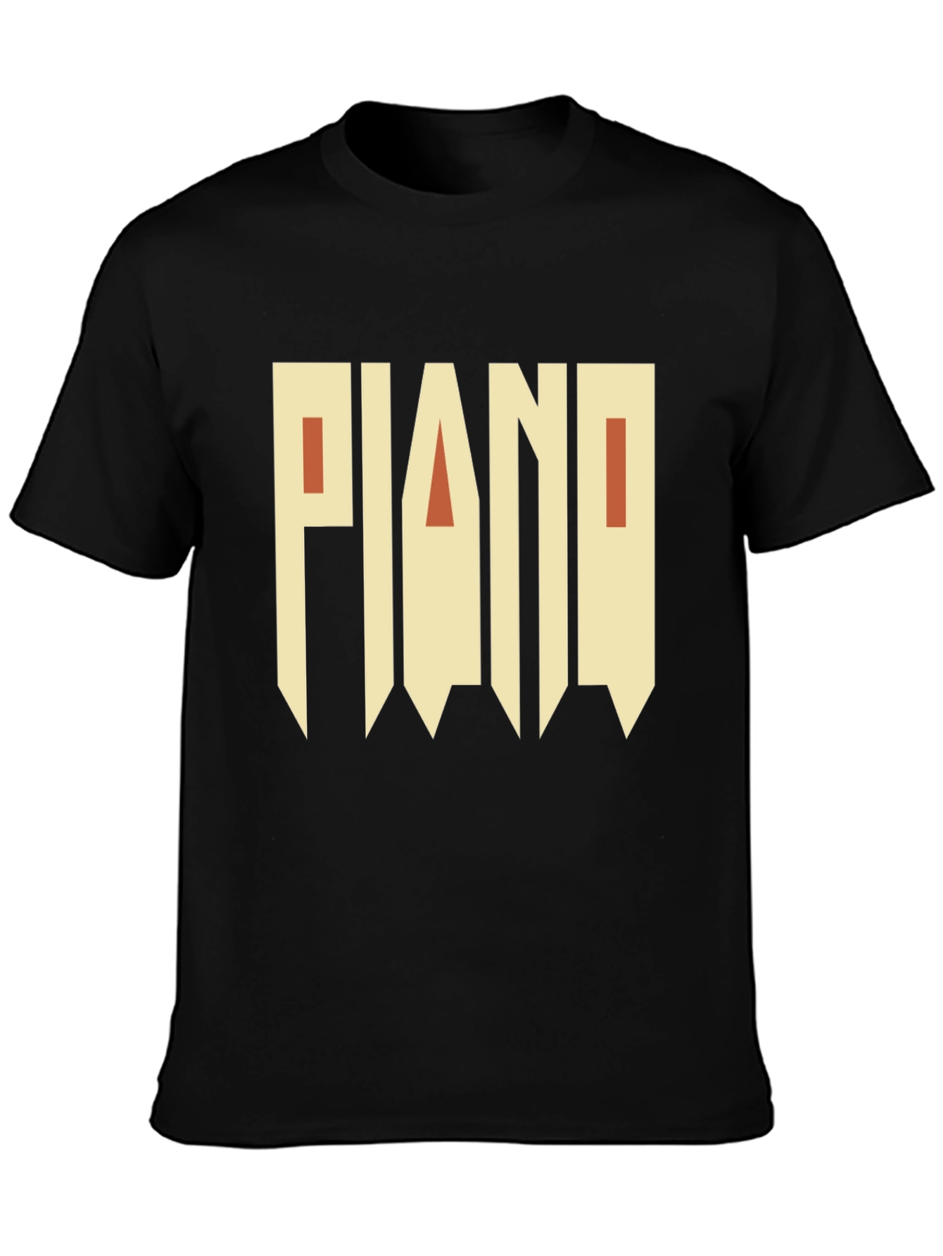 Piano Graphic Print Black T-Shirt