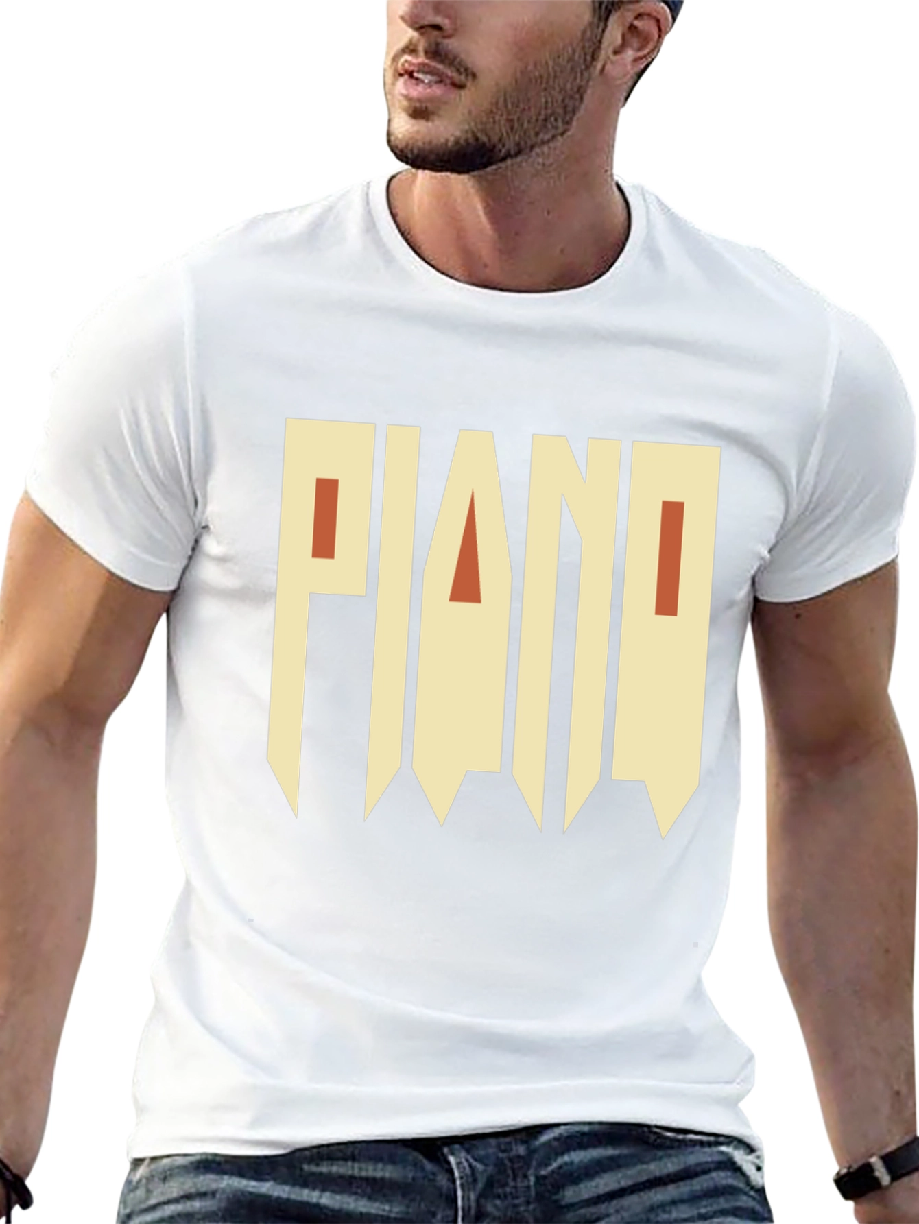 Piano Graphic Print Black T-Shirt