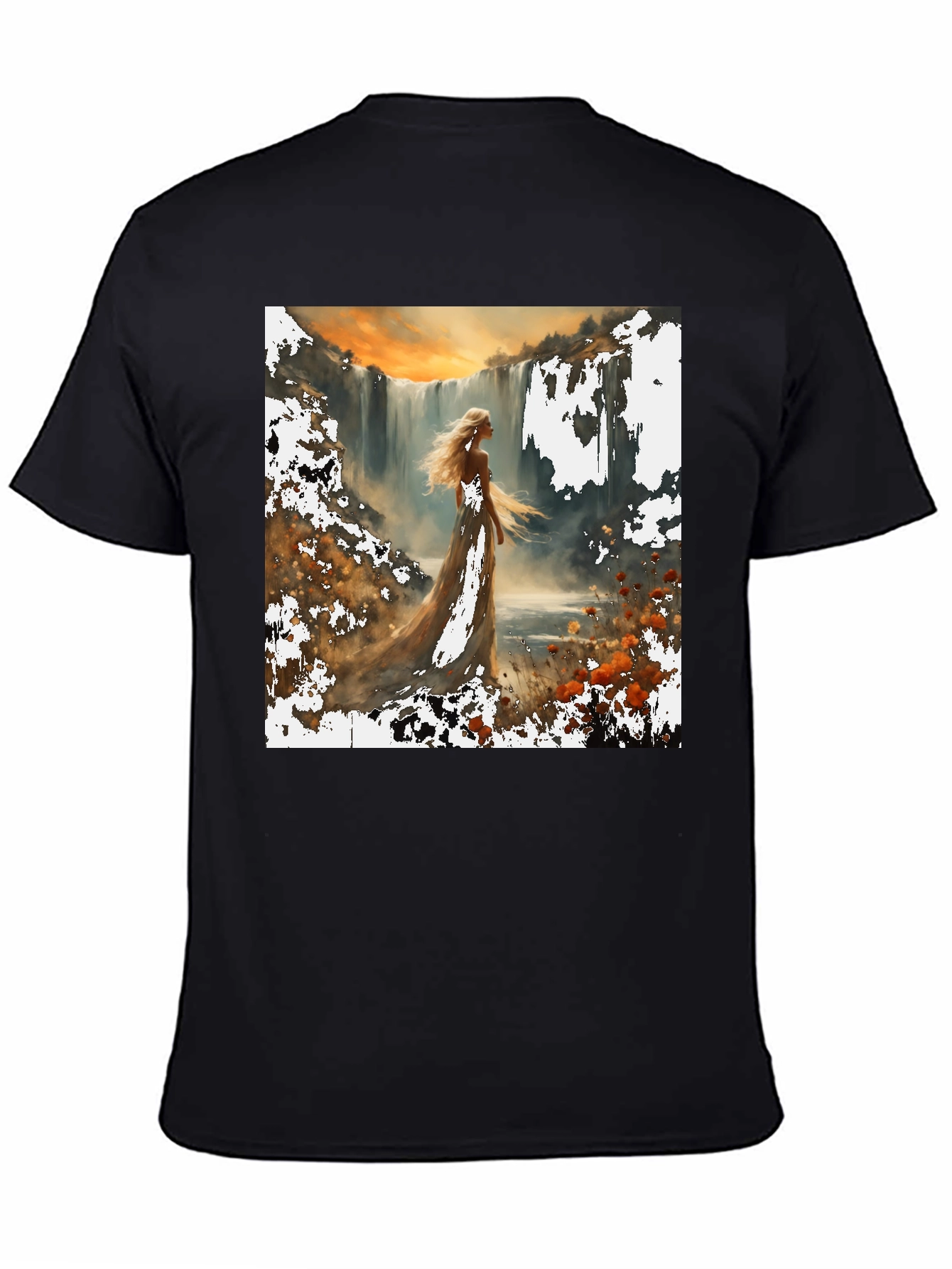 Waterfall Lady T-Shirt - Artistic Nature Design