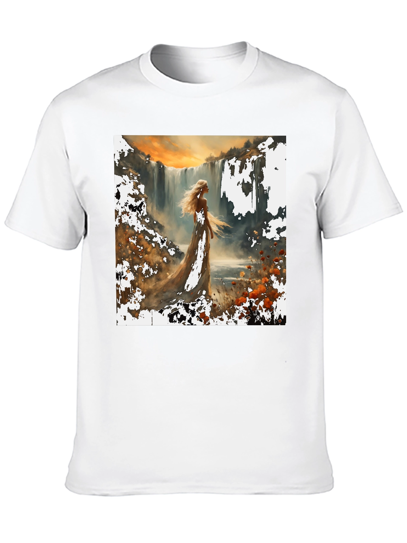 Waterfall Lady T-Shirt - Artistic Nature Design